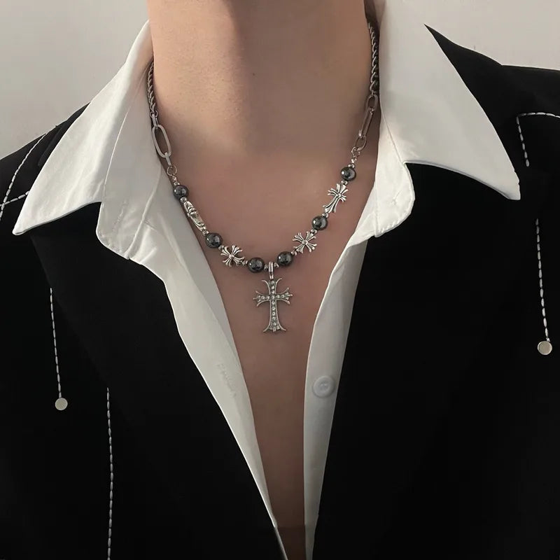 Chrome Hearts) Black Bead Cross Necklace (Code-ZX#841) – ZeonX