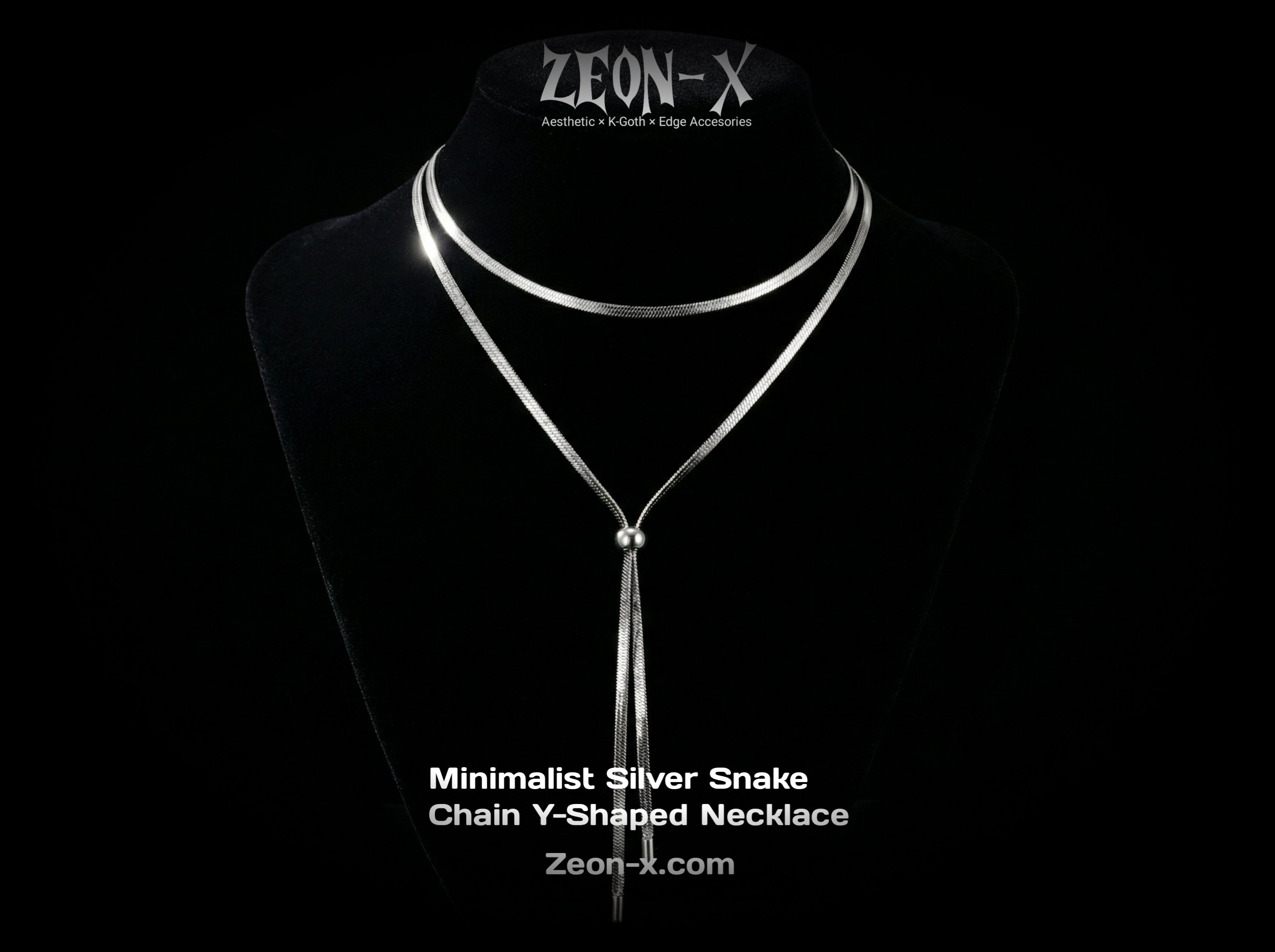 Minimalist Silver Snake Chain Y-Shaped Necklace(Code-ZX#21)