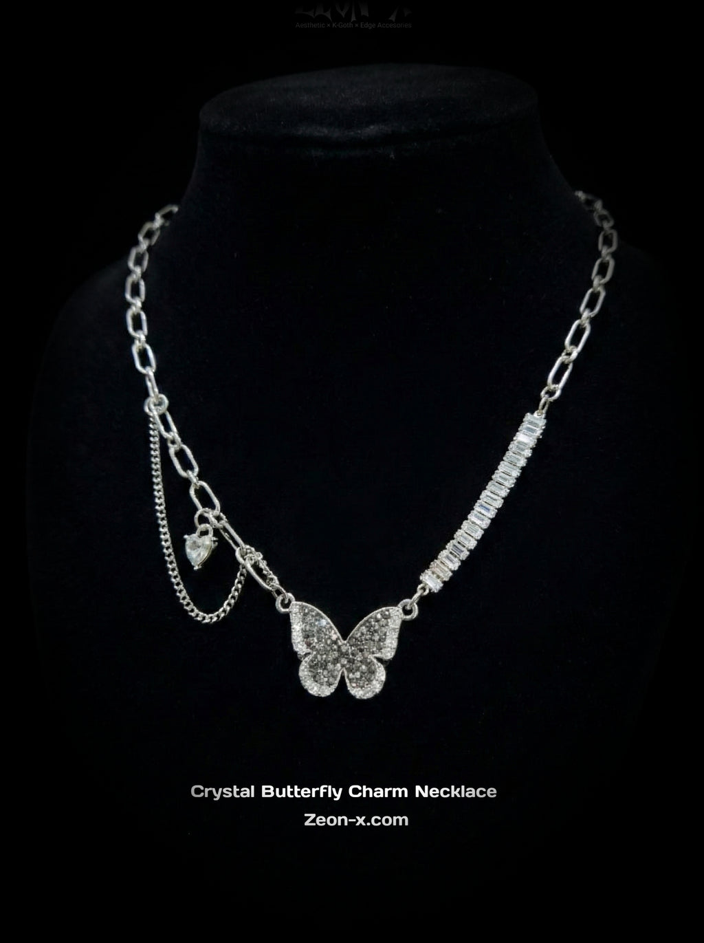 Crystal Butterfly Charm Necklace (Code-ZX#575)