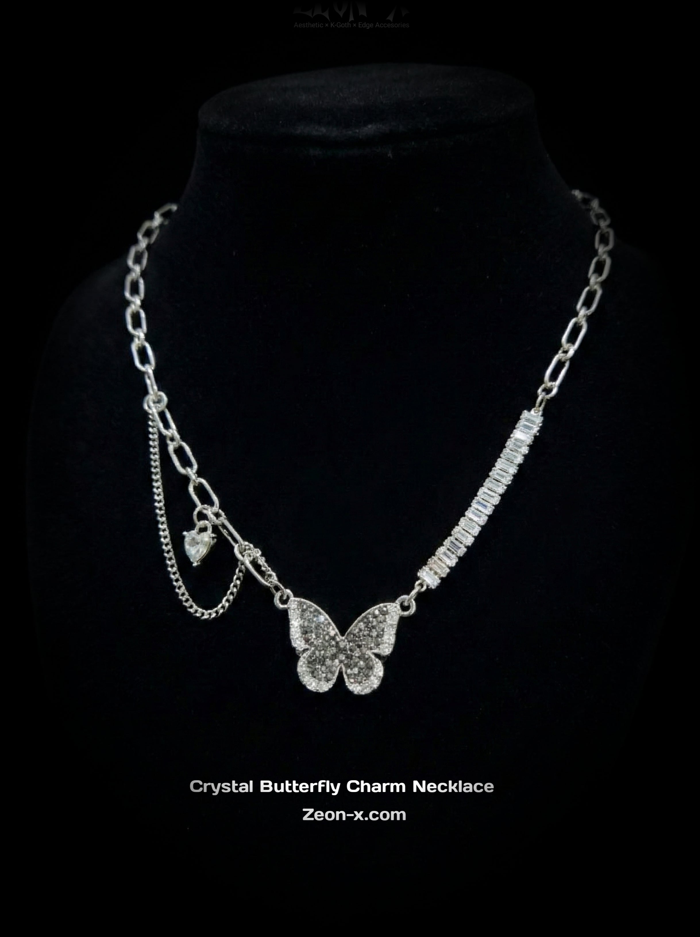 Crystal Butterfly Charm Necklace (Code-ZX#575)