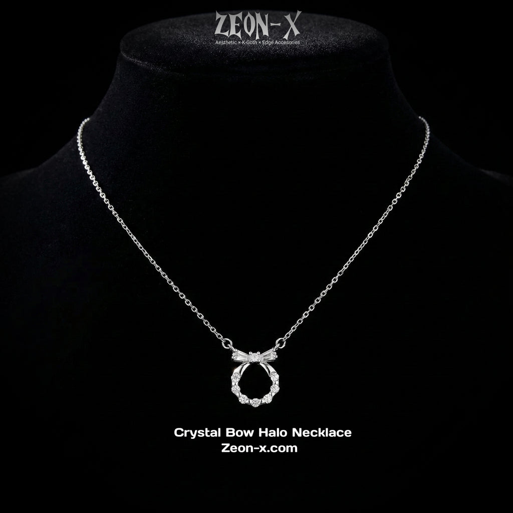 Crystal Bow Halo Necklace (Code-ZX#571)