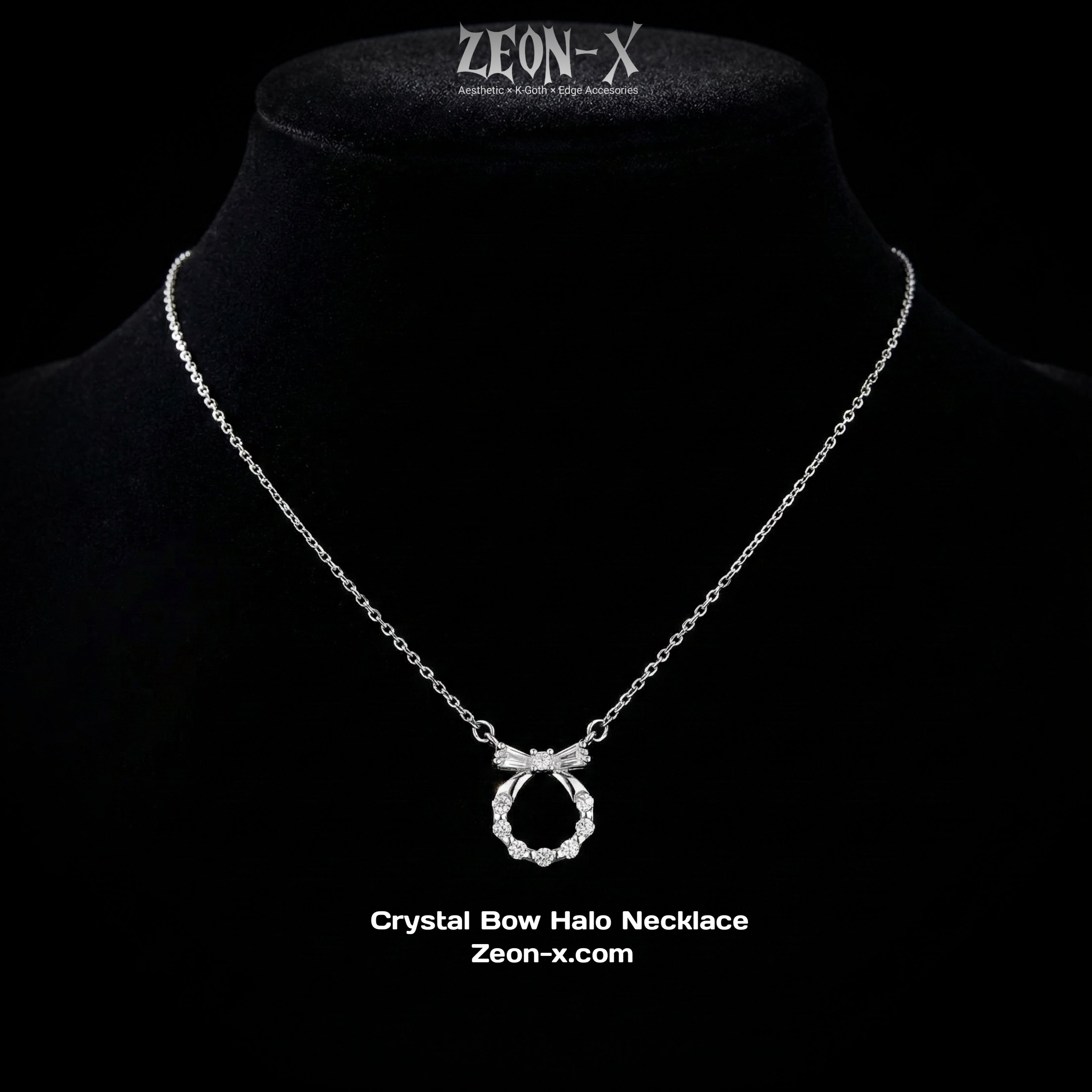 Crystal Bow Halo Necklace (Code-ZX#571)