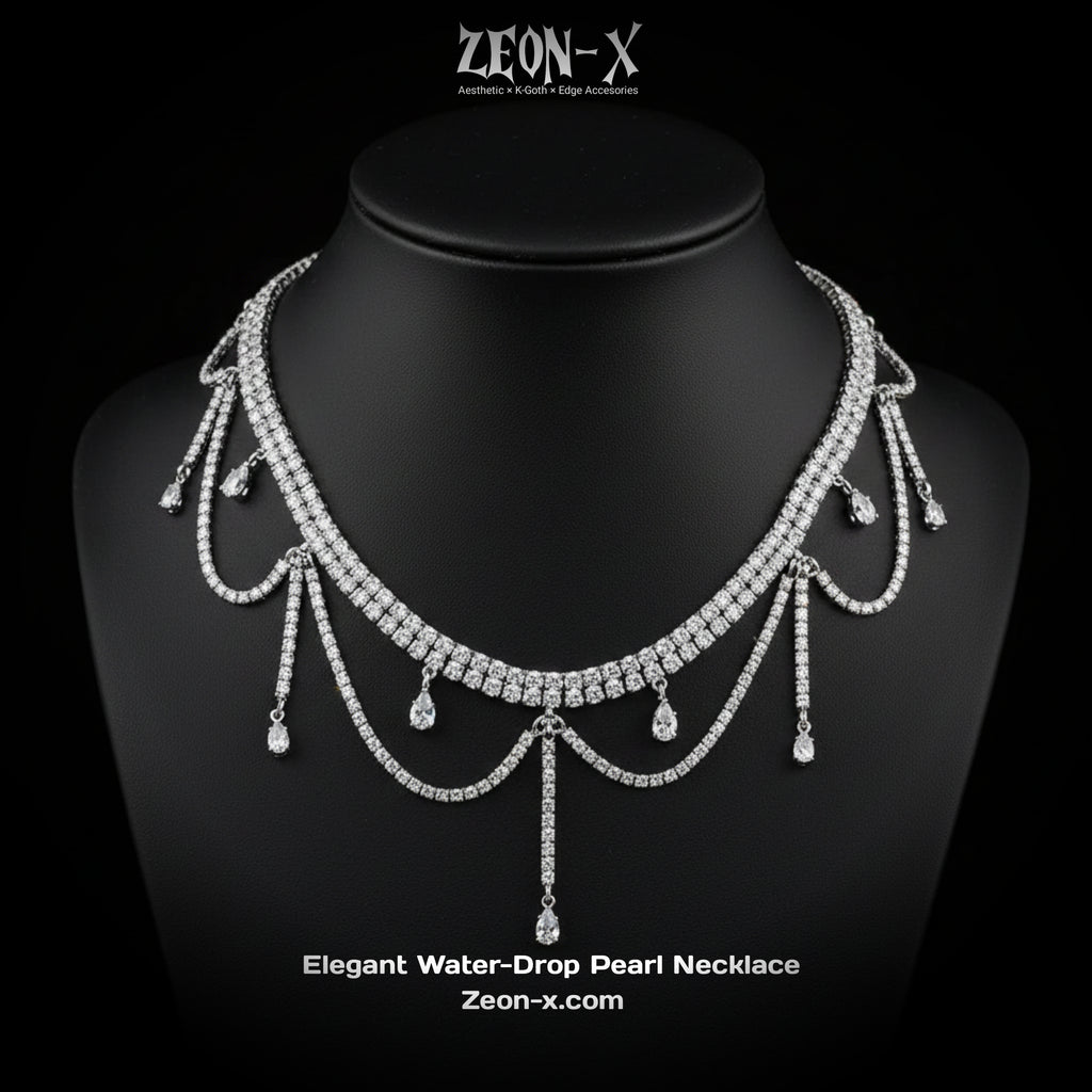 Elegant Water-Drop Pearl Necklace (Code-ZX#12)