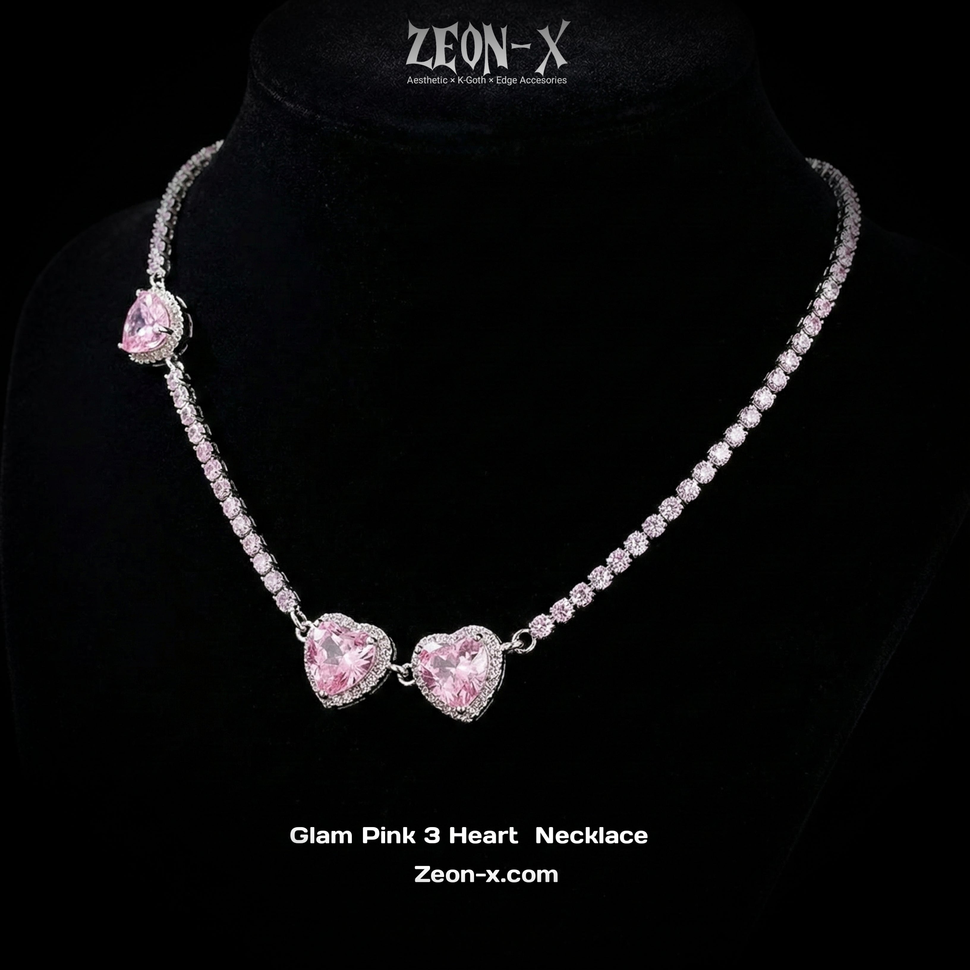 Glam Pink Heart Choker (Code-ZX#14)