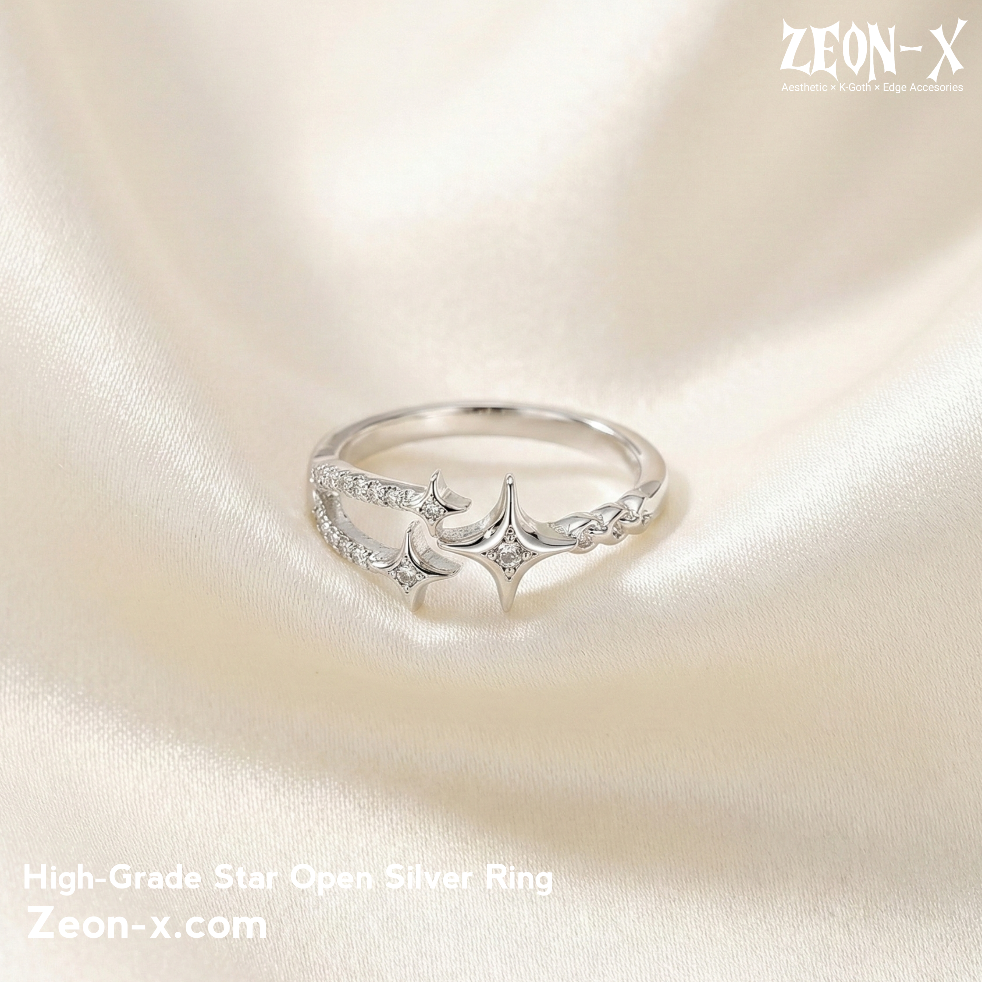 High-Grade Star Open Silver Ring – Elegant Minimalist Design(Code: ZX#110)