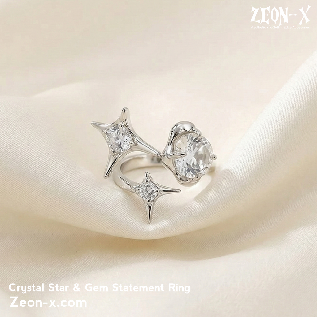 Crystal Star & Gem Statement Ring (Code: ZX#125)