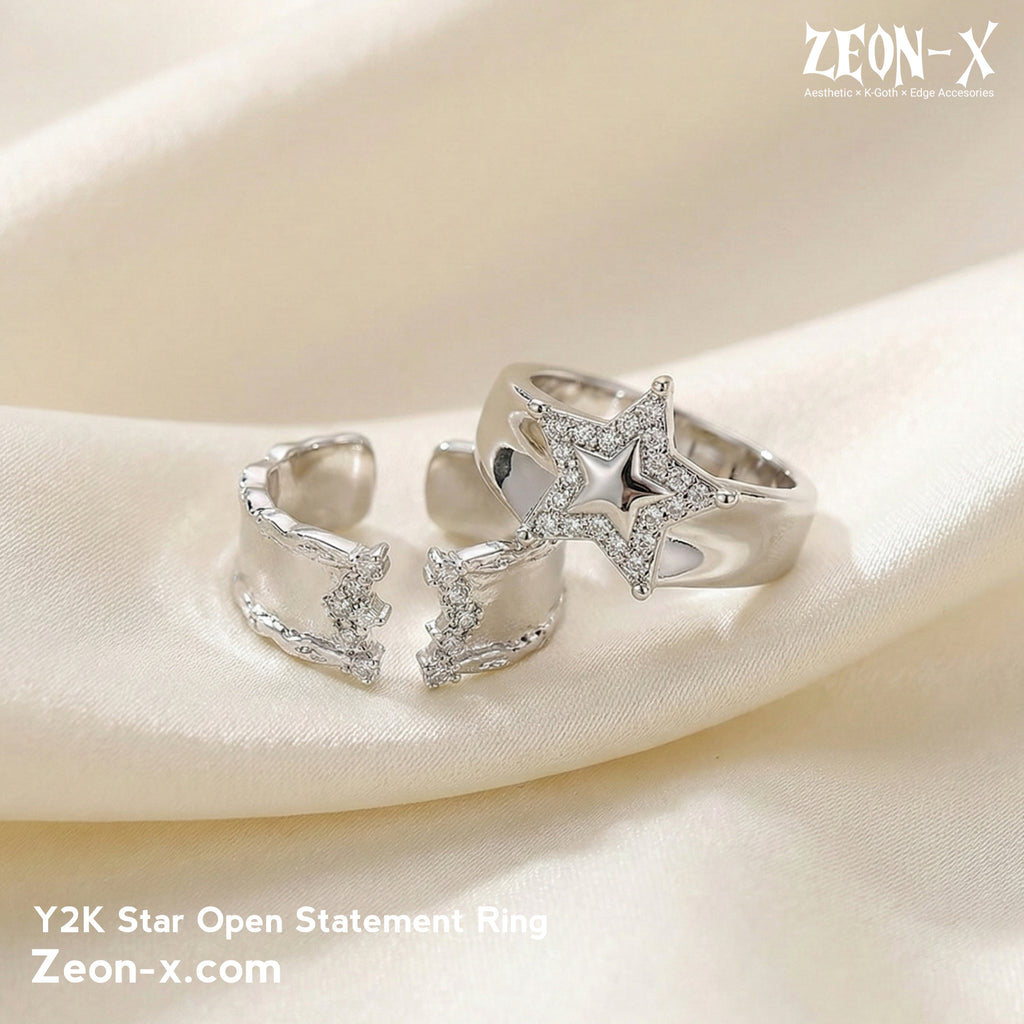 Y2K Star Open Statement Ring – Adjustable Open Ring(Code: ZX#120)