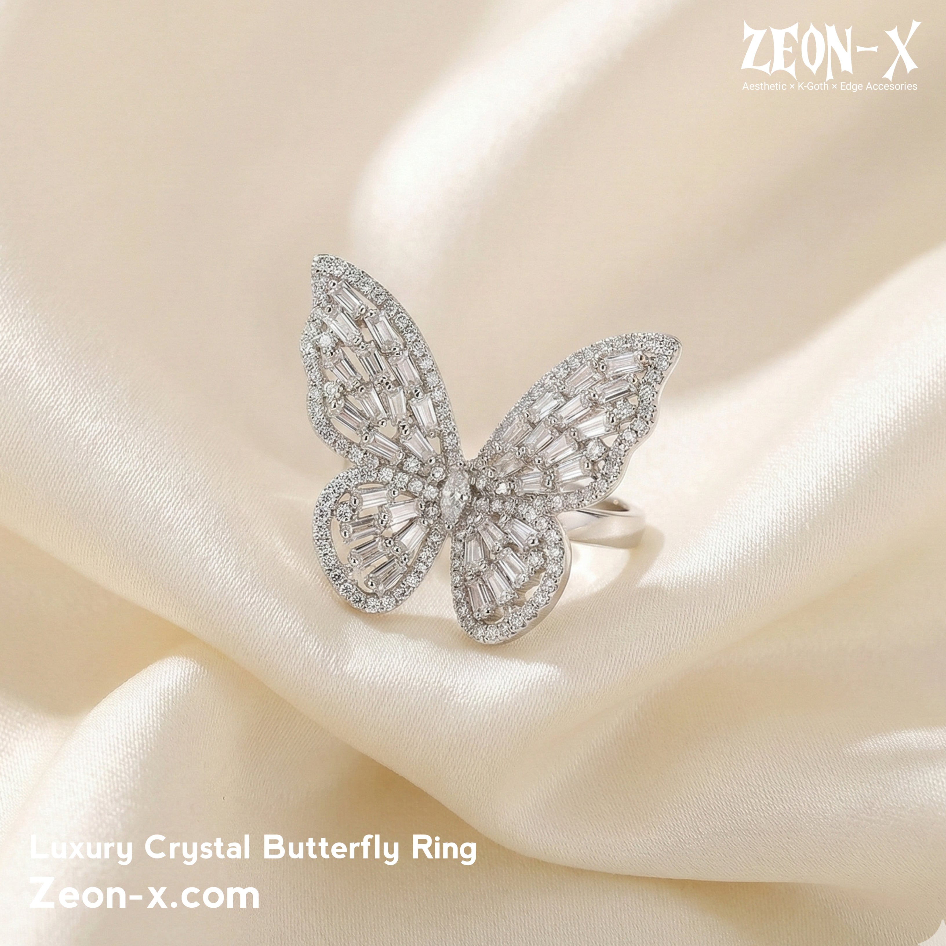 Luxury Crystal Butterfly Ring (Code: ZX#123)