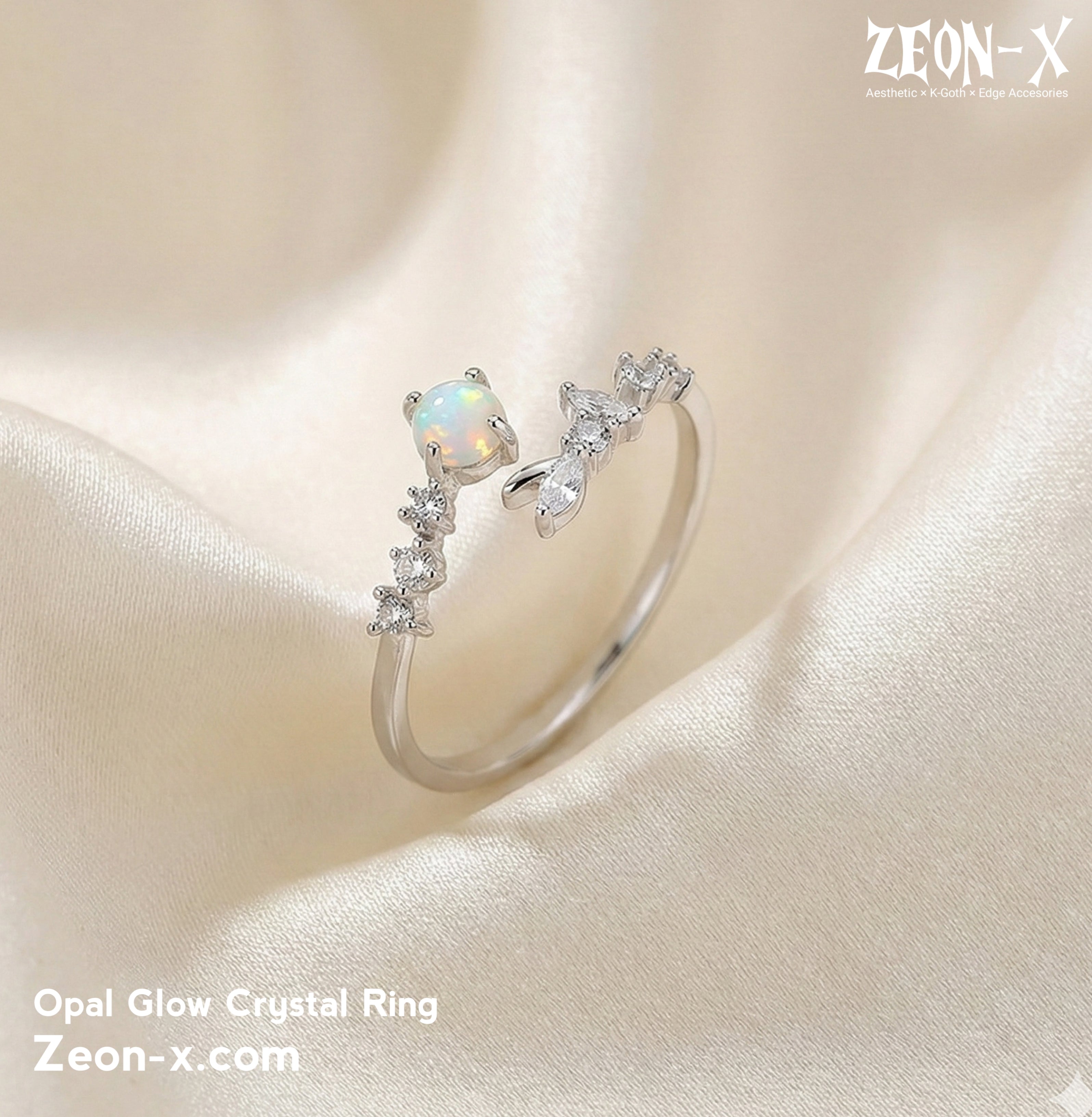 Opal Glow Crystal Ring Adjustable Opening (Product Code: ZX#662)