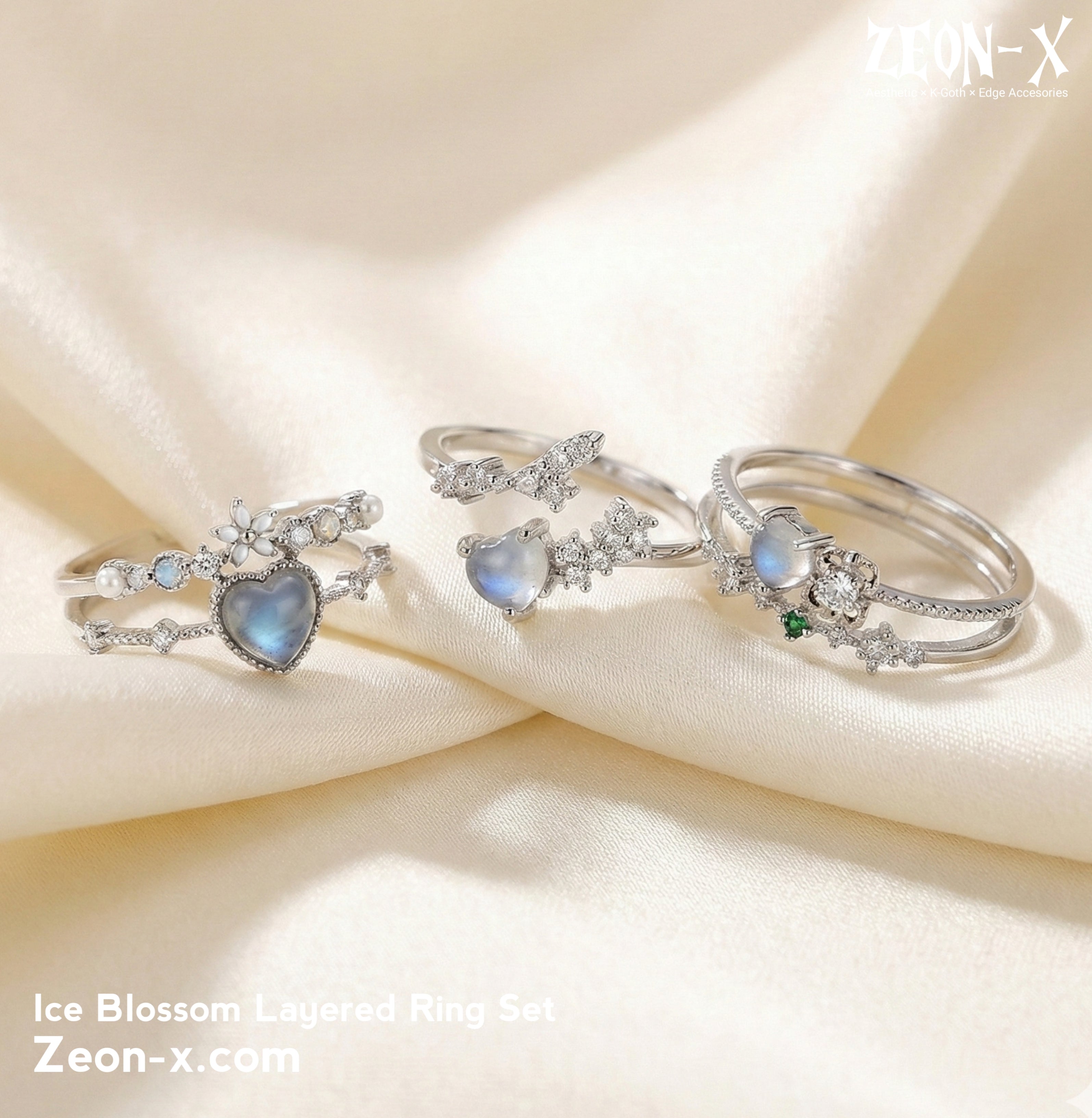 Ice Blossom Layered Ring Set (Code-ZX#771)