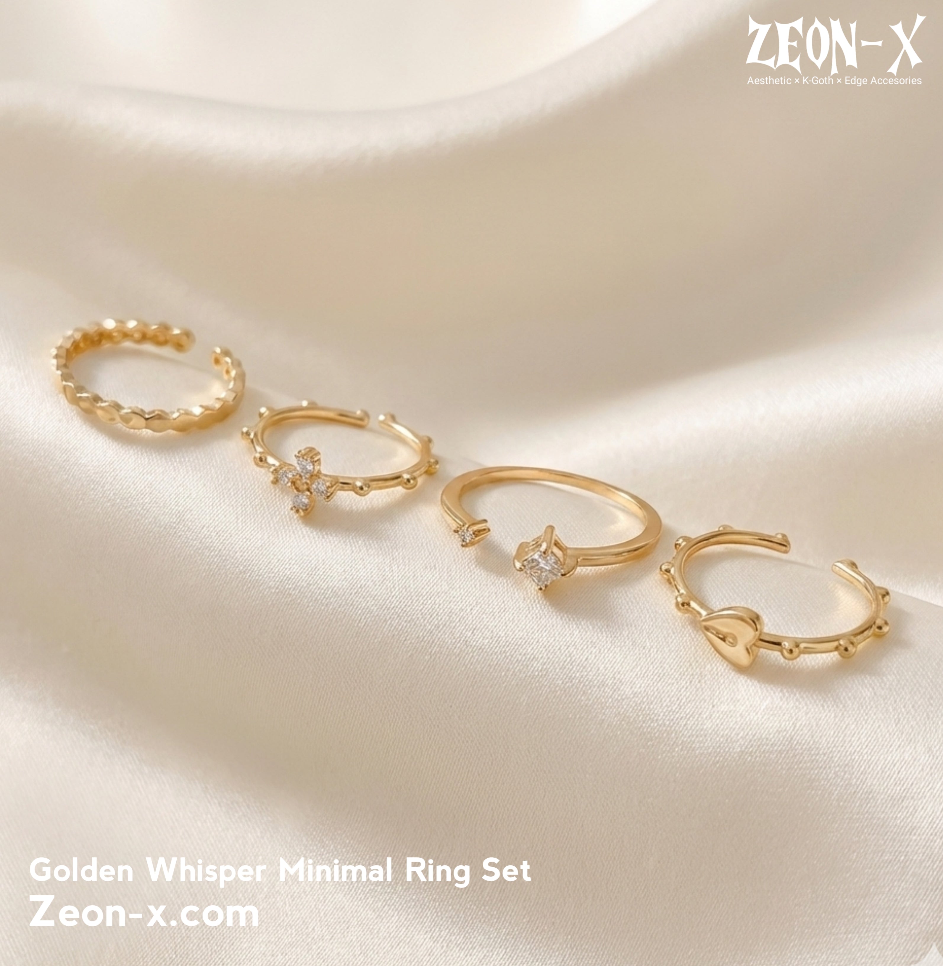 Golden Whisper Minimal Ring Set (Code-ZX#790)
