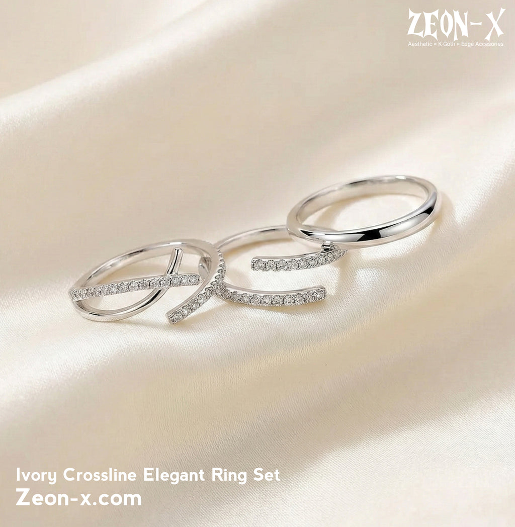 Ivory Crossline Elegant Ring Set (Code-ZX#791)