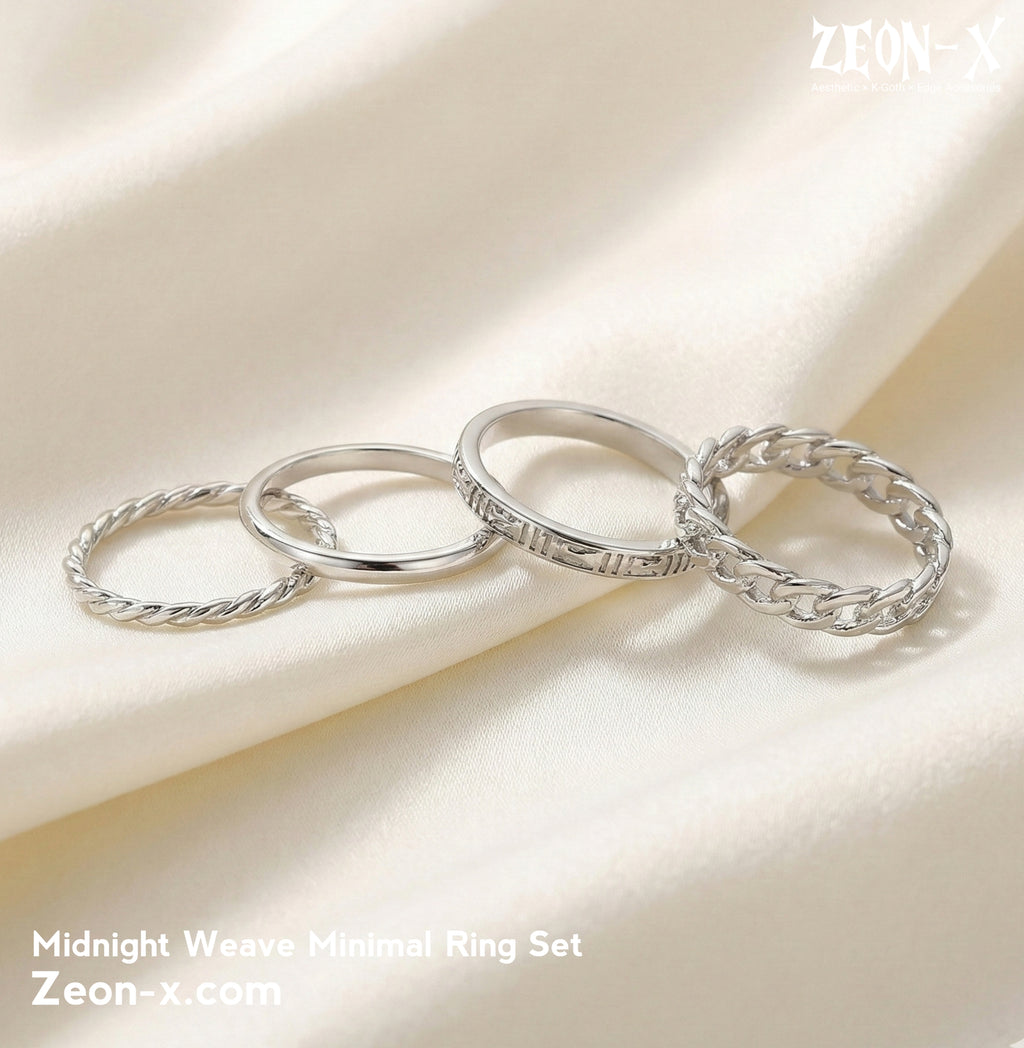 Midnight Weave Minimal Ring Set (Code-ZX#792)