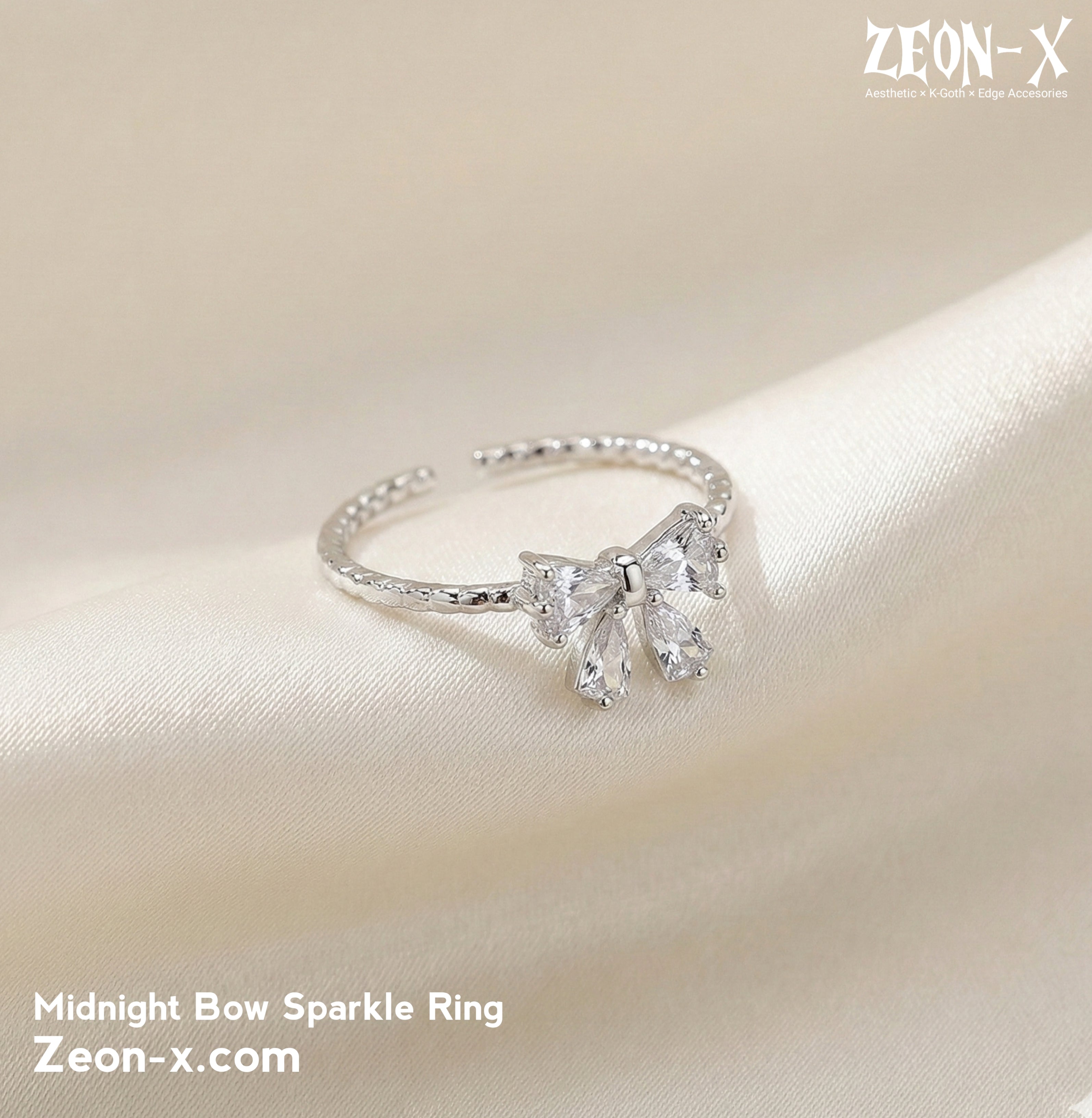 Midnight Bow Sparkle Ring (Code-ZX#801)