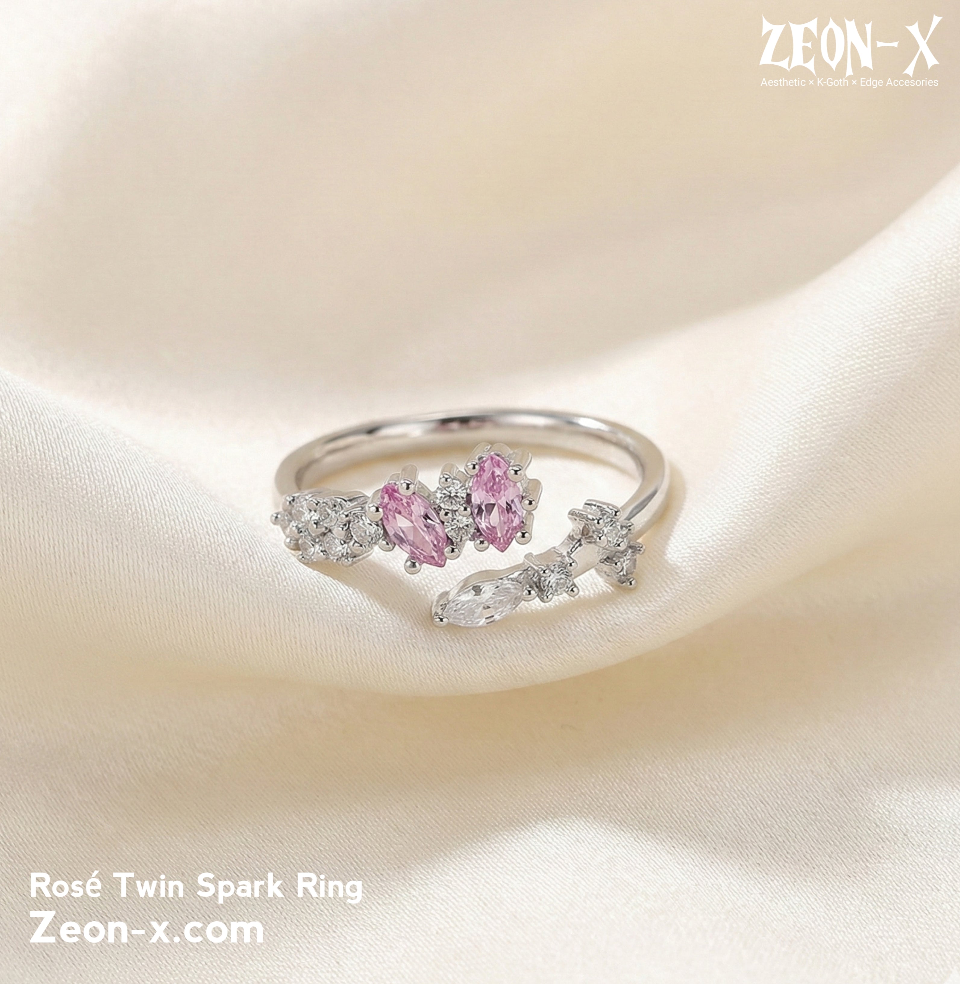 Rosé Twin Spark Ring (Code-ZX#821)