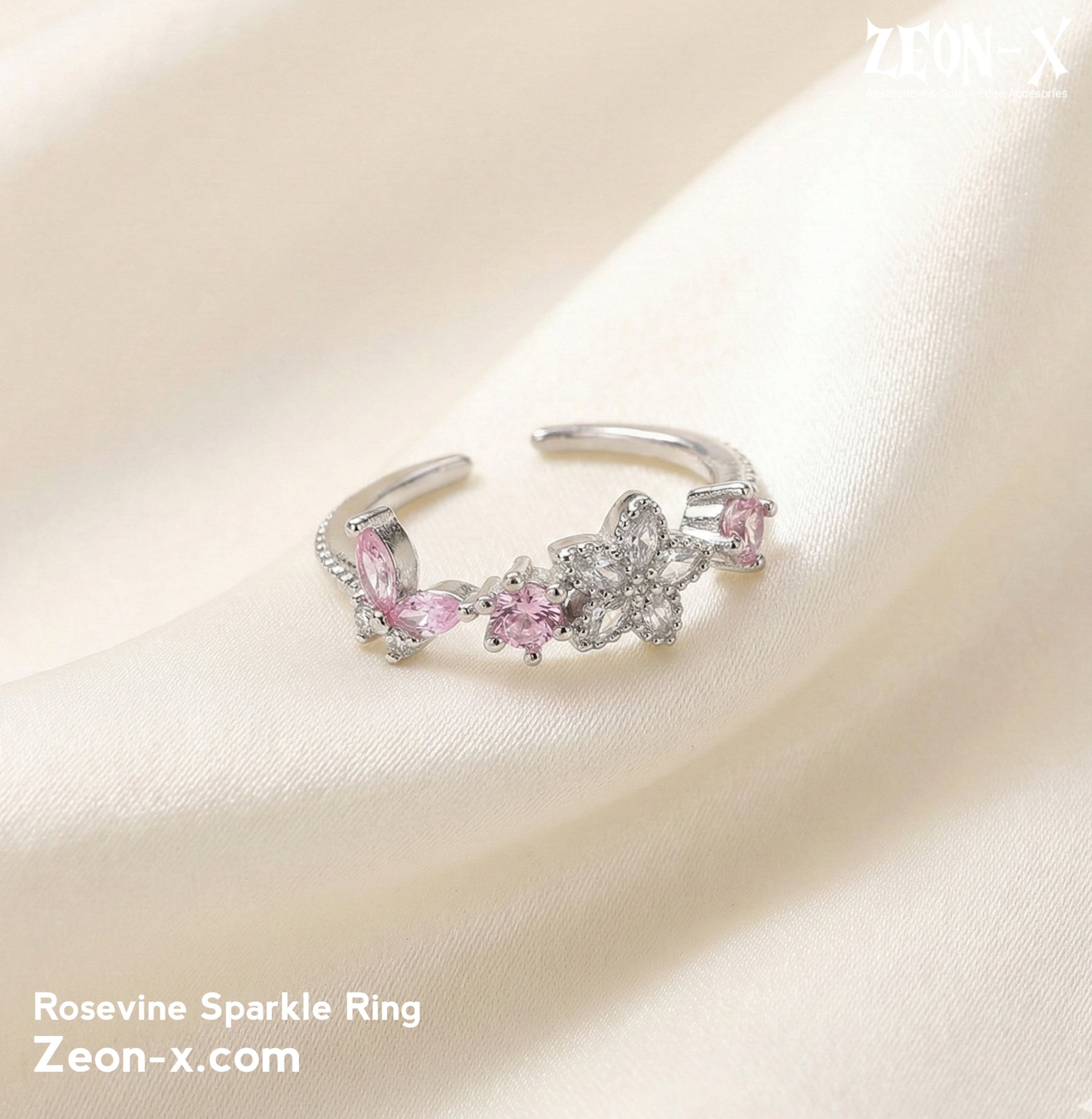 Rosevine Sparkle Ring (Code-ZX#829)