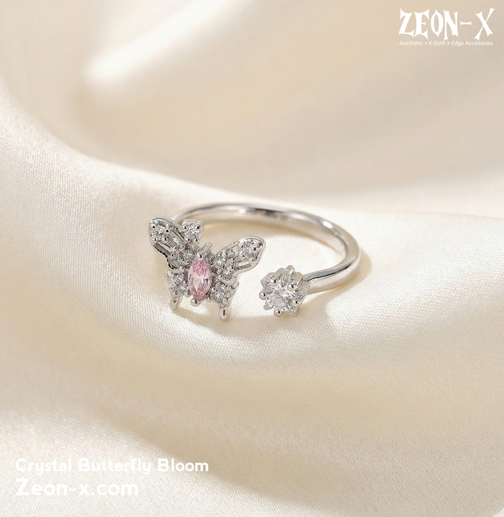 Crystal Butterfly Bloom Ring (Code-ZX#831)