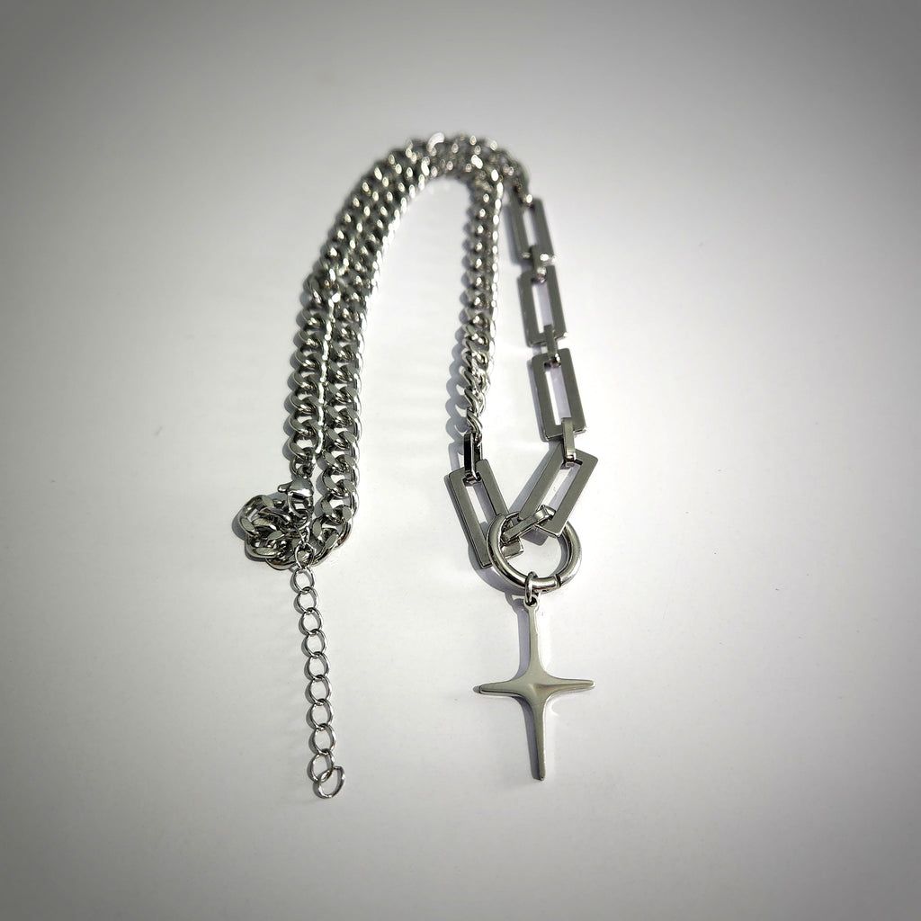 Dual Link Cross Chain & The Pendent Can Be Earring (ZX-875)