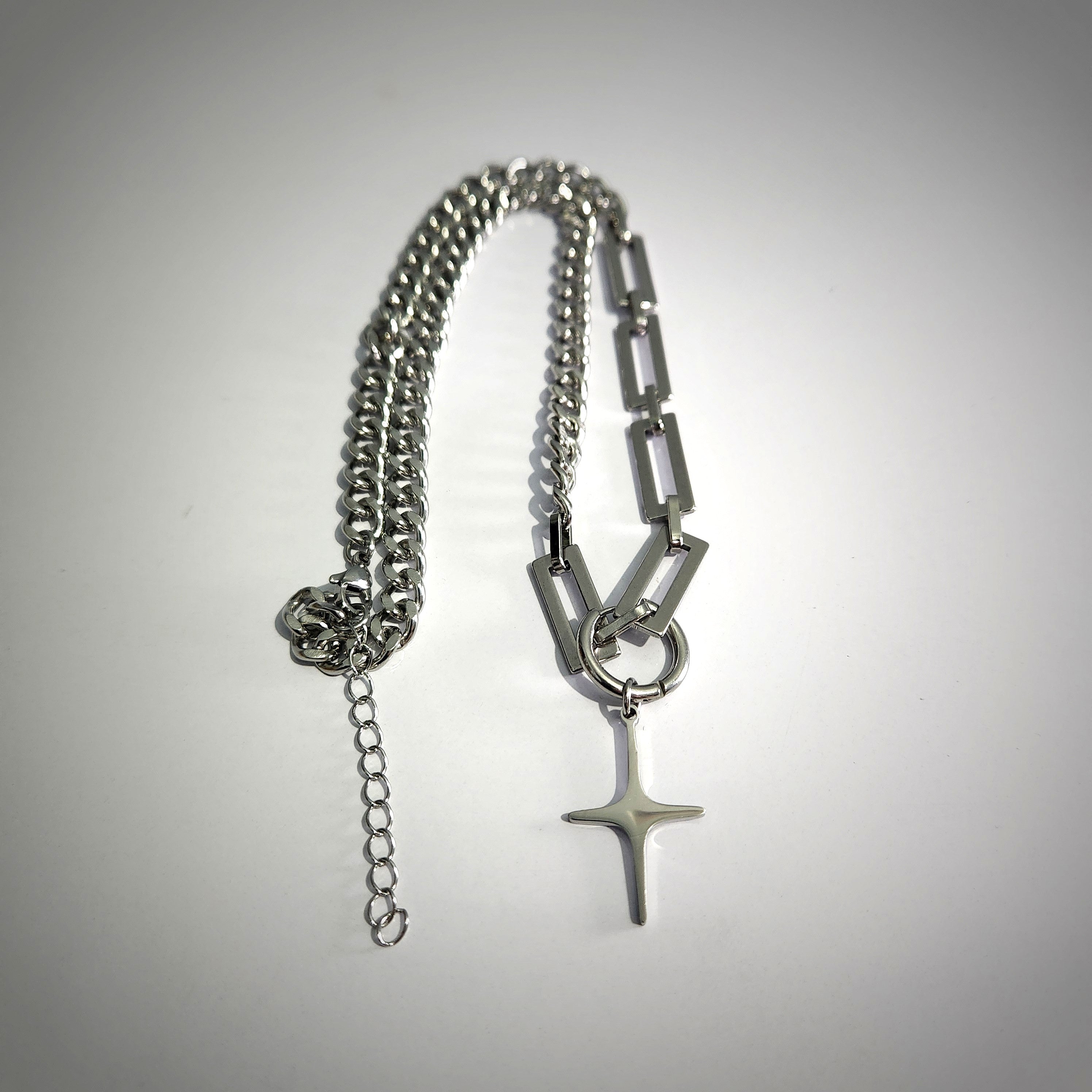 Dual Link Cross Chain & The Pendent Can Be Earring (ZX-875)