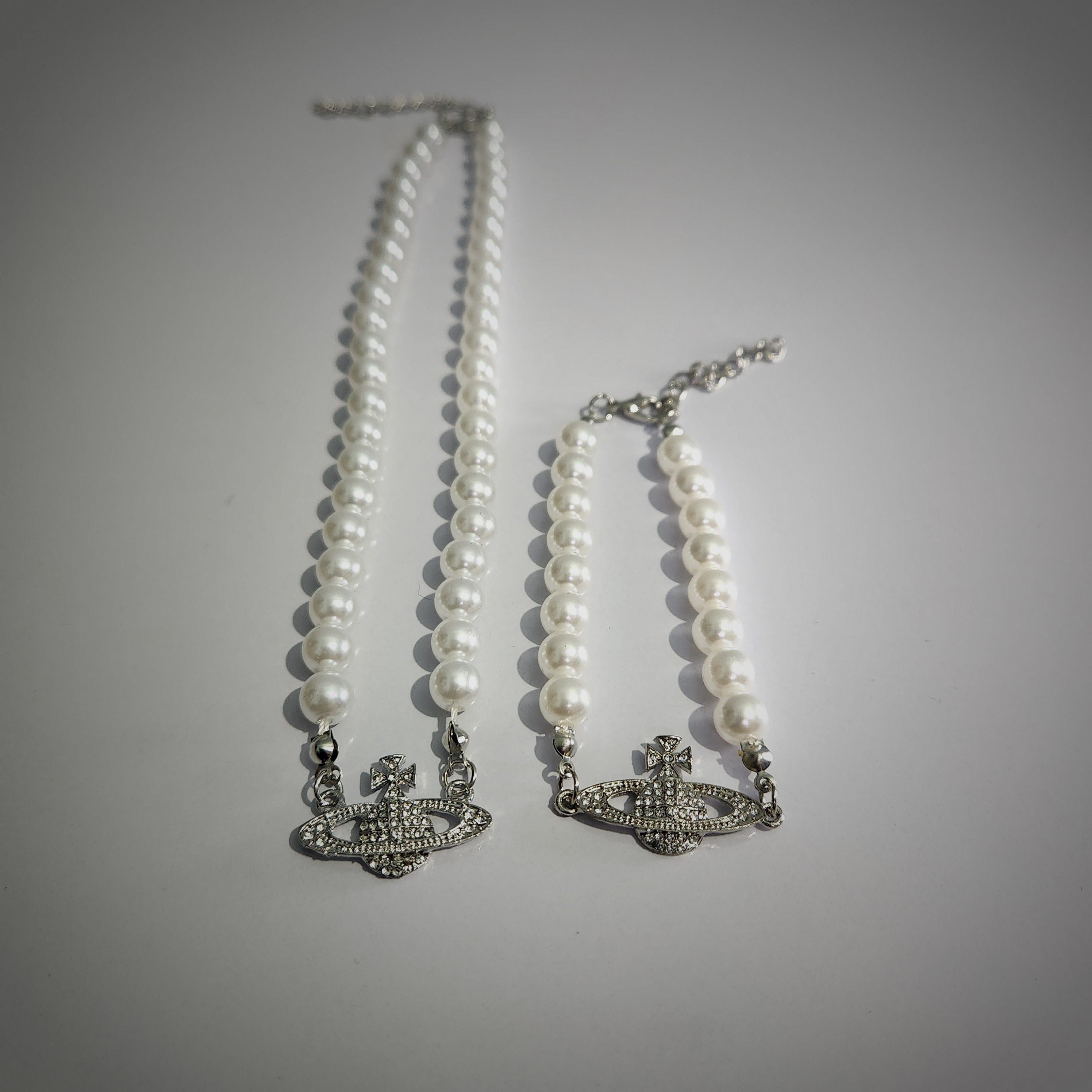Luna Pearl Charm Necklace & Bracelet Set (ZX-924)