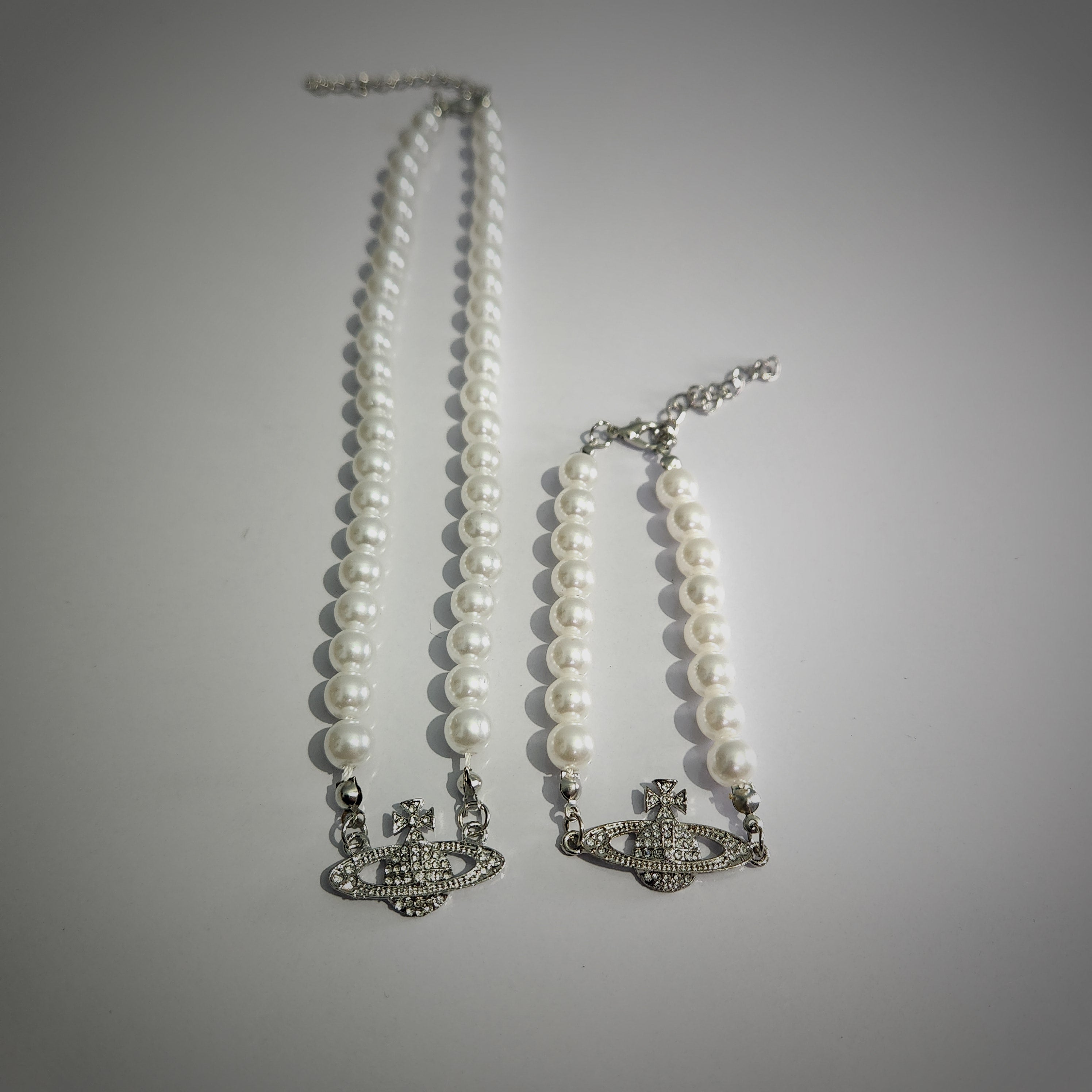 Luna Pearl Charm Necklace & Bracelet Set (ZX-924)