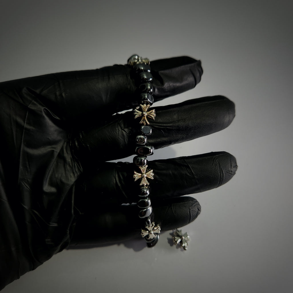 Chrome Hearts Vintage Floral Cross Bead Bracelet (ZX-847)