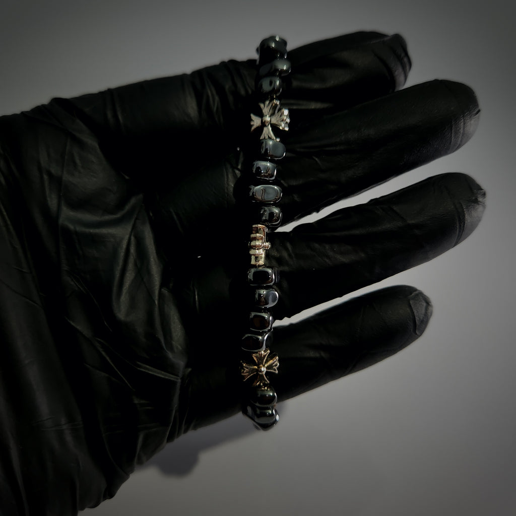 Chrome Hearts Vintage Floral Cross Bead Bracelet (ZX-847)