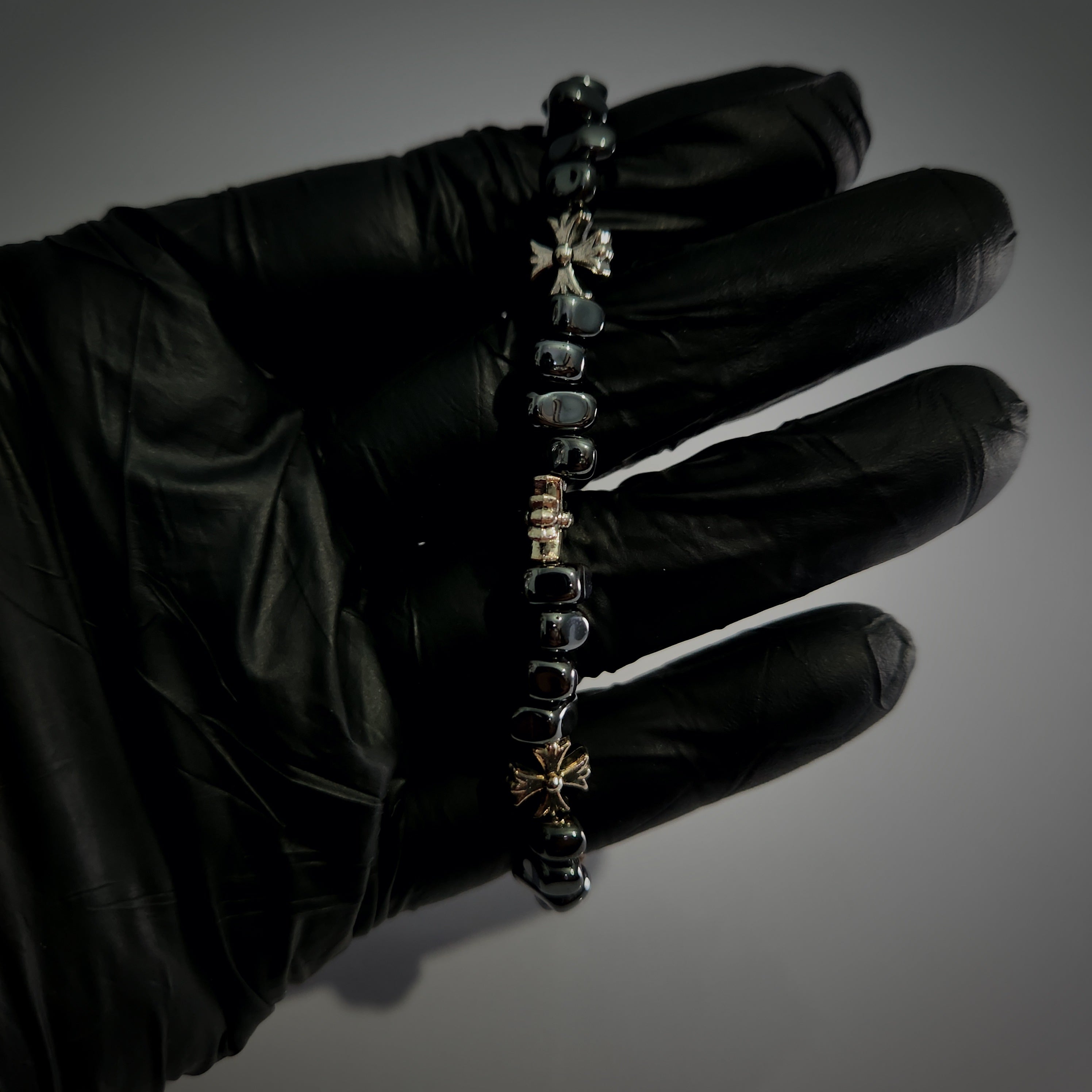 Chrome Hearts Vintage Floral Cross Bead Bracelet (ZX-847)