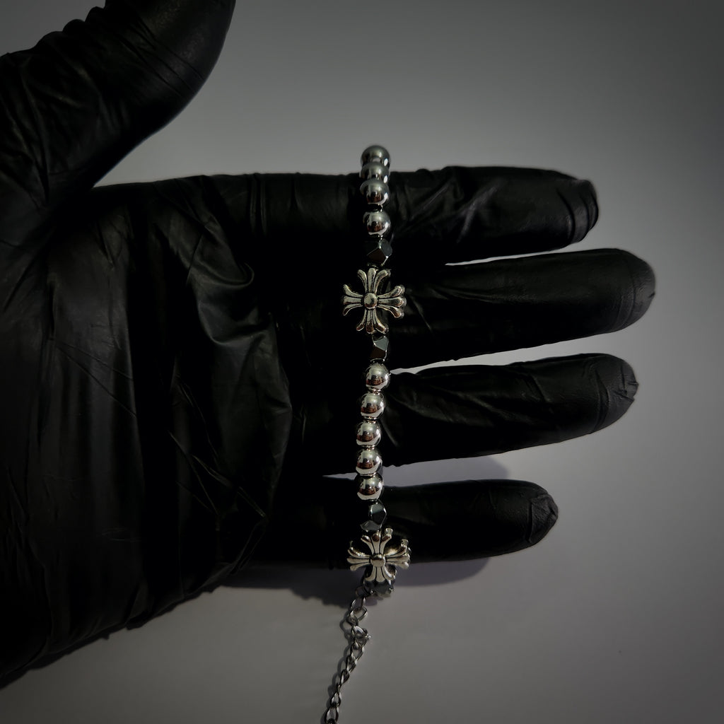 (Chrome Hearts) Floral Cross Bead Bracelet (ZX-855)
