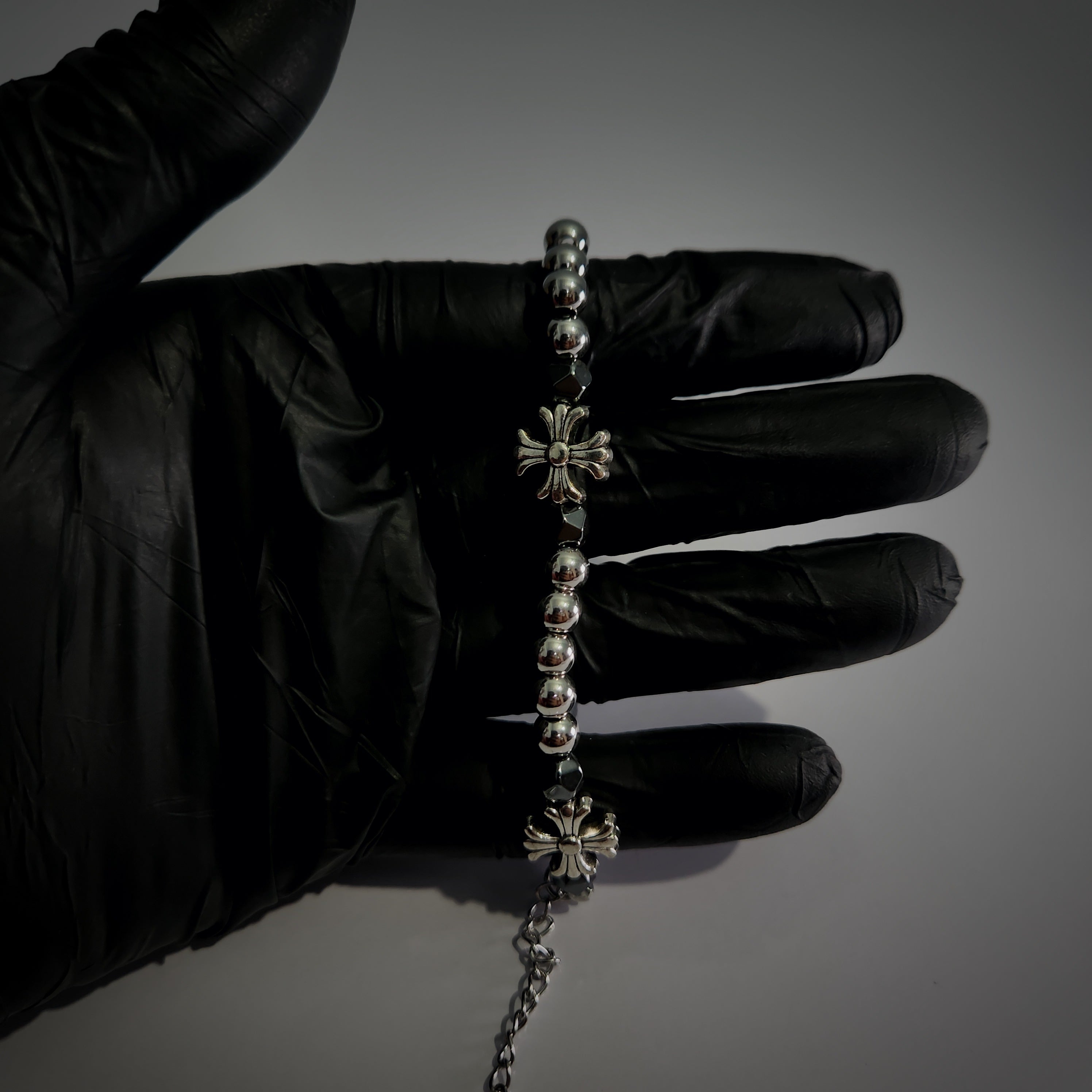 (Chrome Hearts) Floral Cross Bead Bracelet (ZX-855)