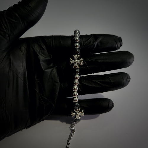 (Chrome Hearts) Floral Cross Bead Bracelet (ZX-855)