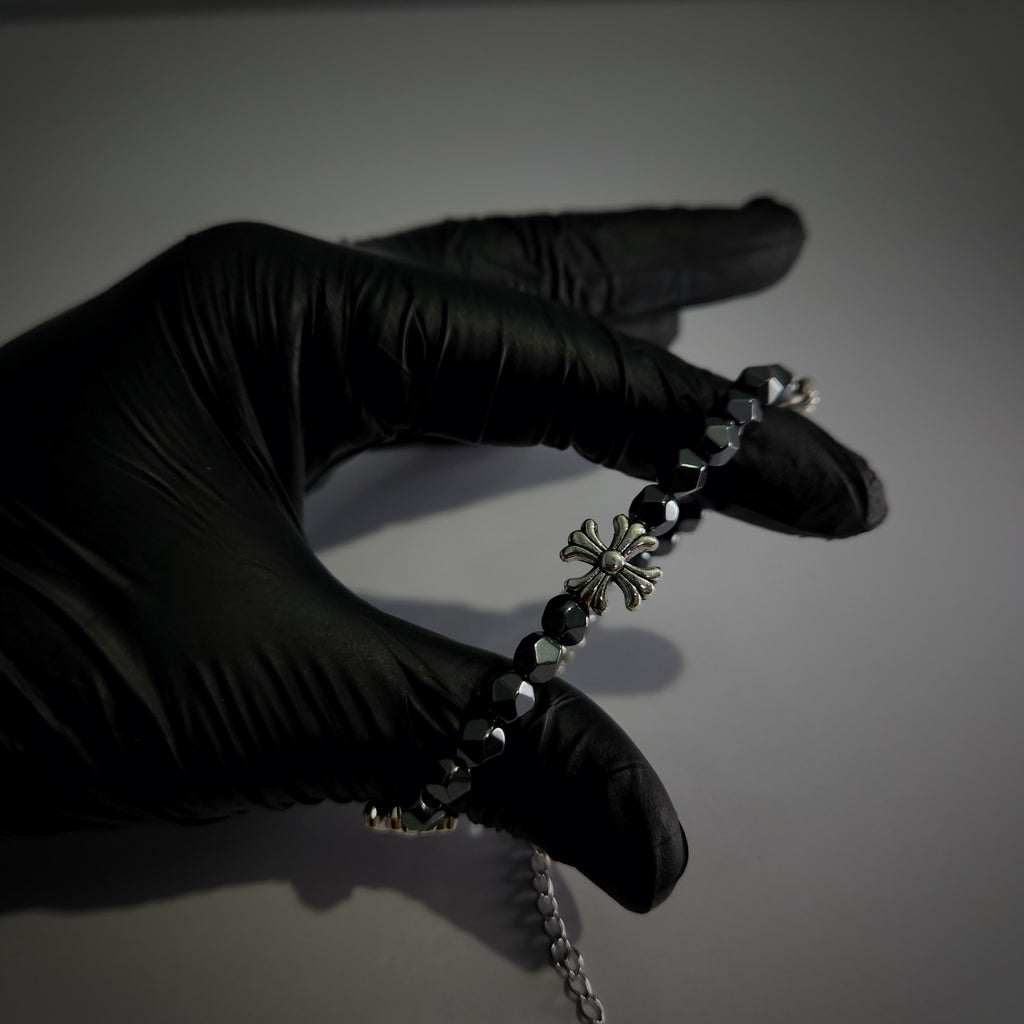 (Chrome Hearts) Floral Cross Bead Bracelet (ZX-856)