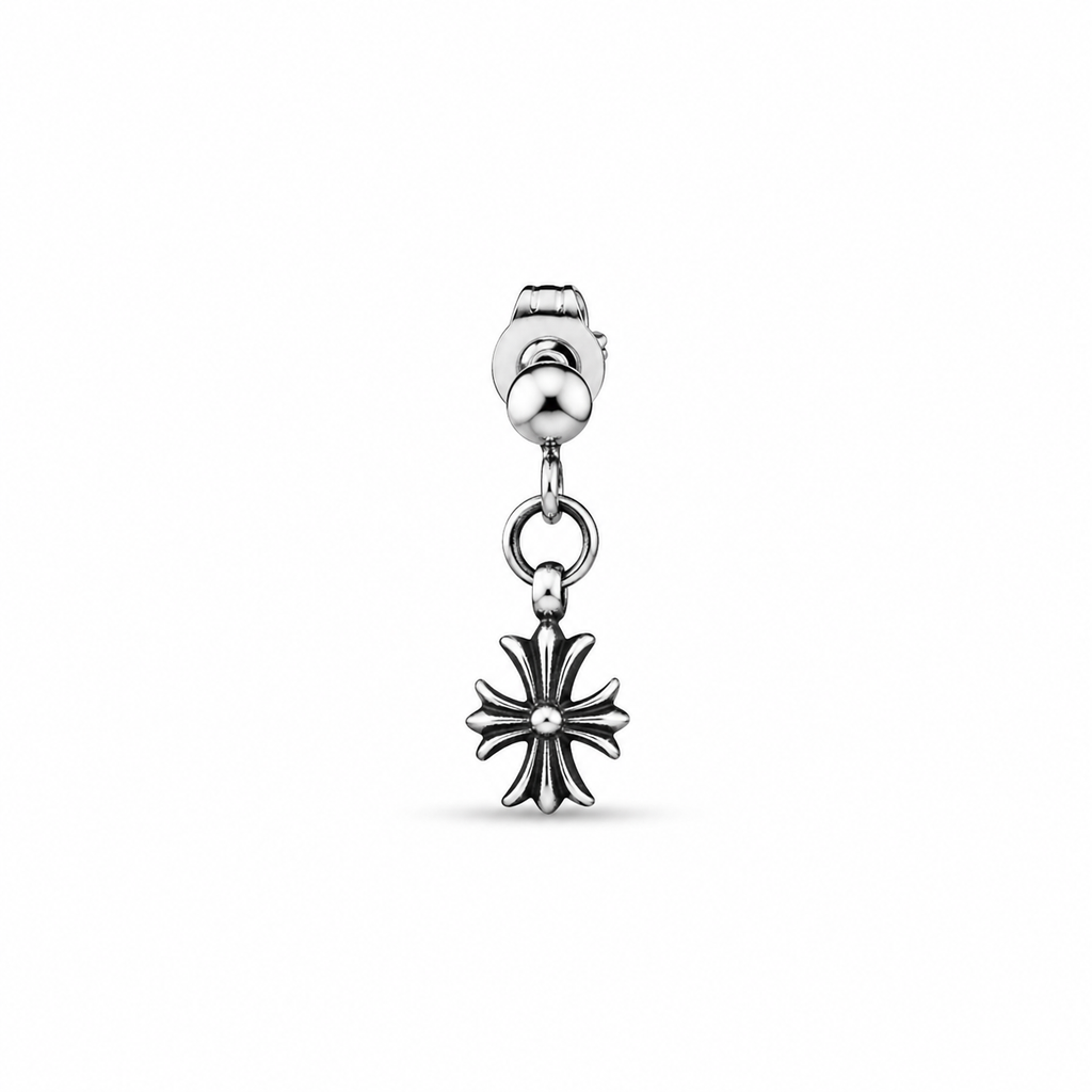Chrome Hearts Cross Earring with Pierced Ear – Single Piece