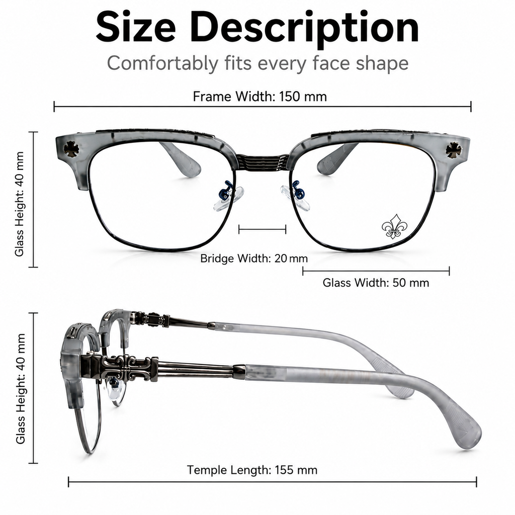 Chrome Hearts Cross Fleur-De-Lis  Glasses - Grey