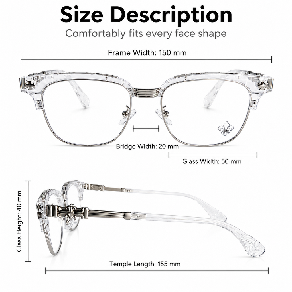 Chrome Hearts Cross Fleur-De-Lis  Glasses - Transparent/Silver