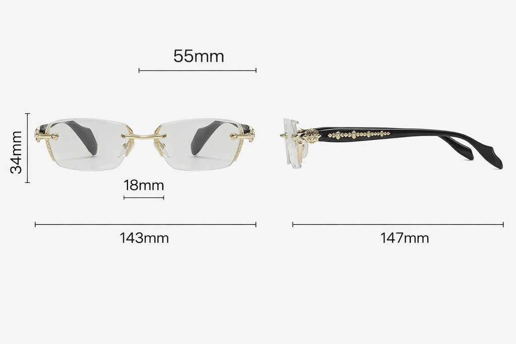 Chrome Heart Rimless Glasses - Silver - Premium Glasses – ZeonX Chrome Heart Rimless Glasses - Silver - Premium Glasses – ZeonX