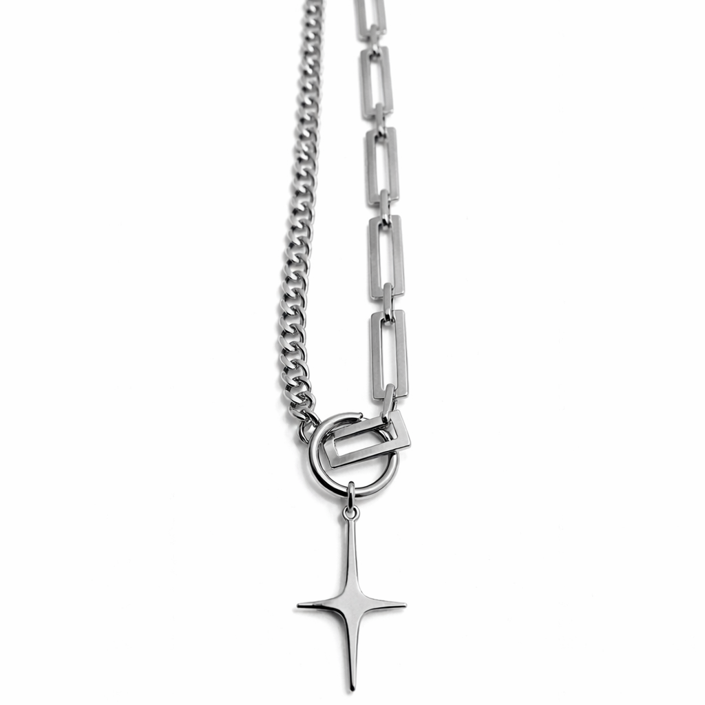Dual Link Cross Chain & The Pendent Can Be Earring (ZX-875)