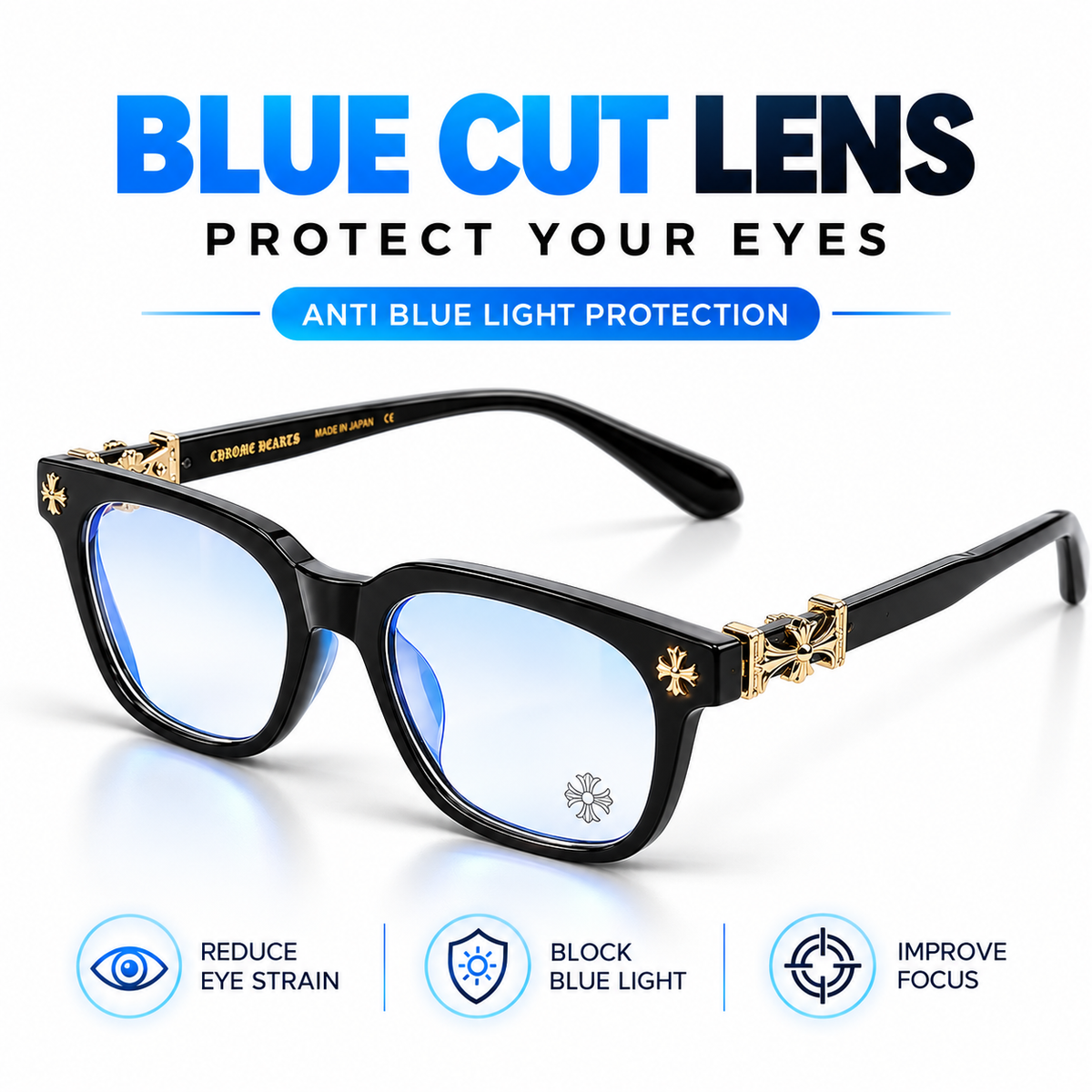 Chrome Heart  - Black/Gold- Premium Glasses