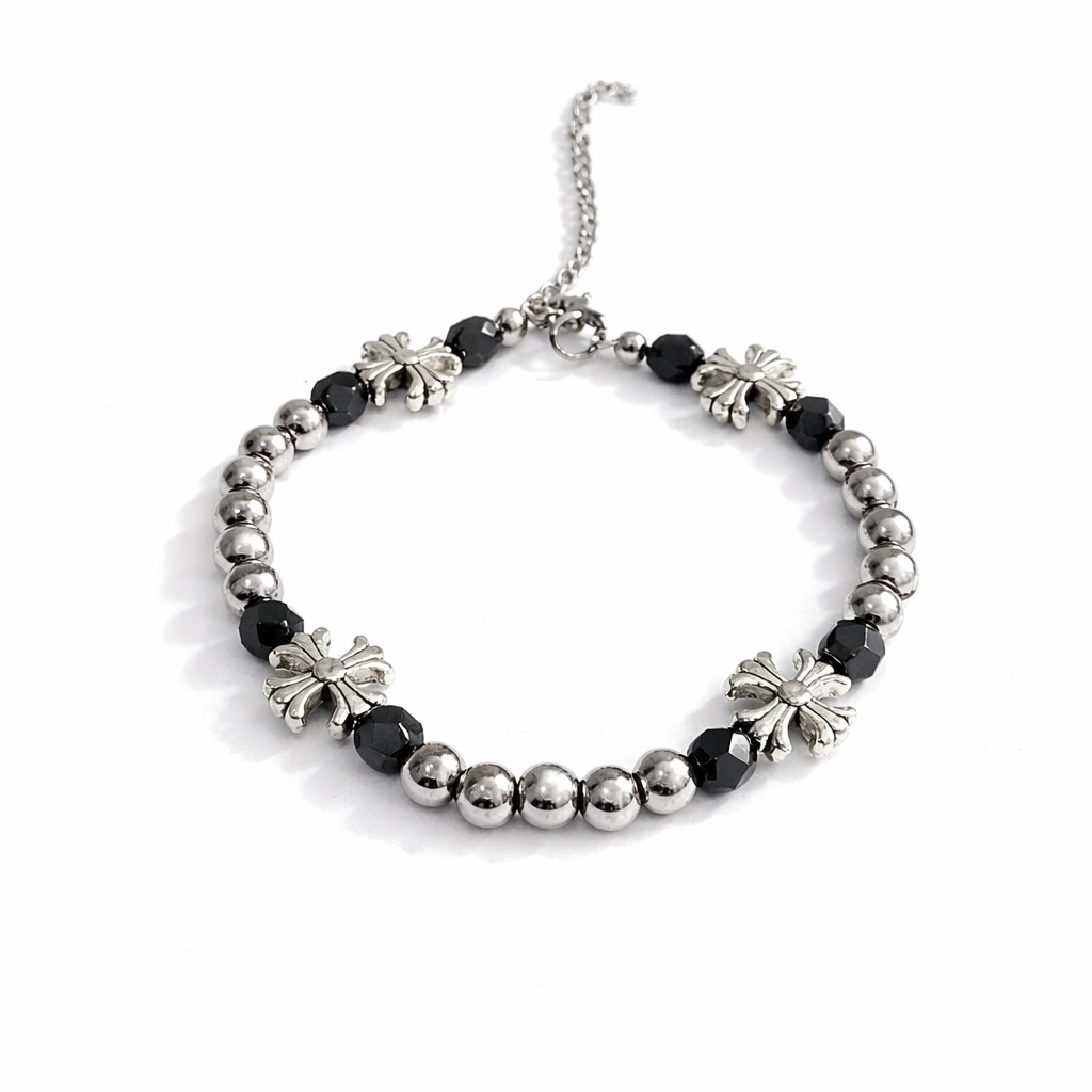 (Chrome Hearts) Floral Cross Bead Bracelet (ZX-855)