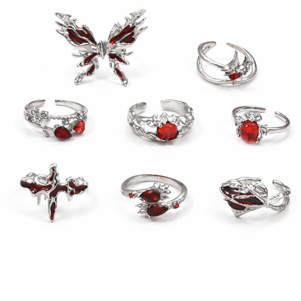 Y2k Gothic Adjustable Rings (ZX-117)