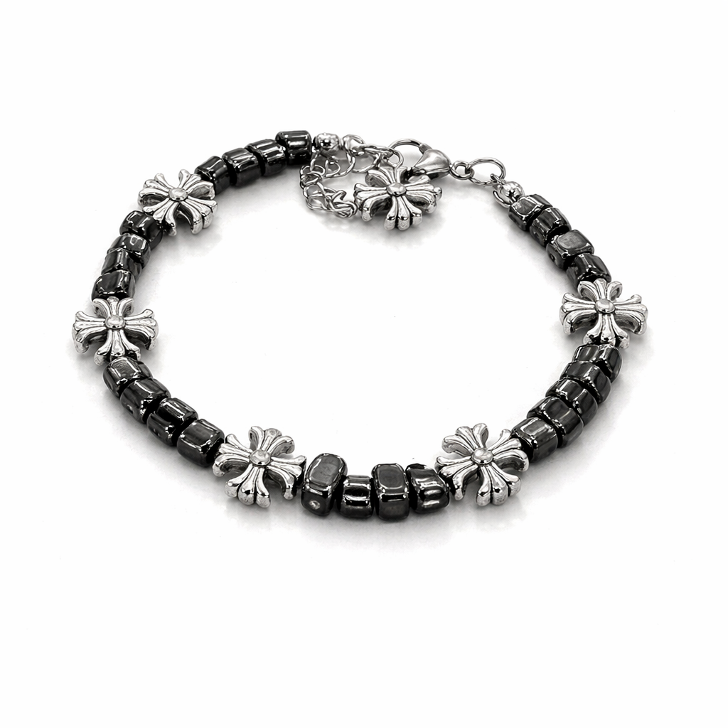 Chrome Hearts Vintage Floral Cross Bead Bracelet (ZX-847)