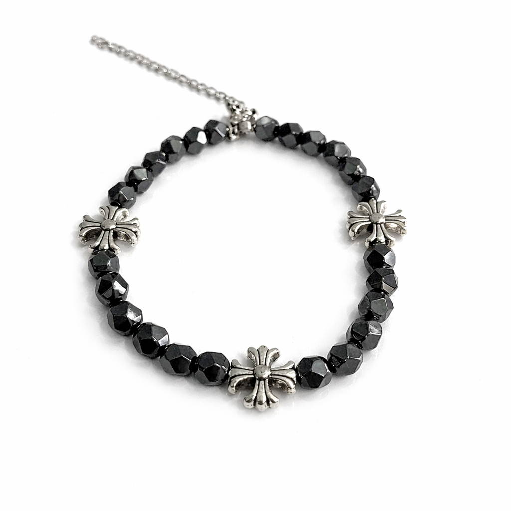 (Chrome Hearts) Floral Cross Bead Bracelet (ZX-856)