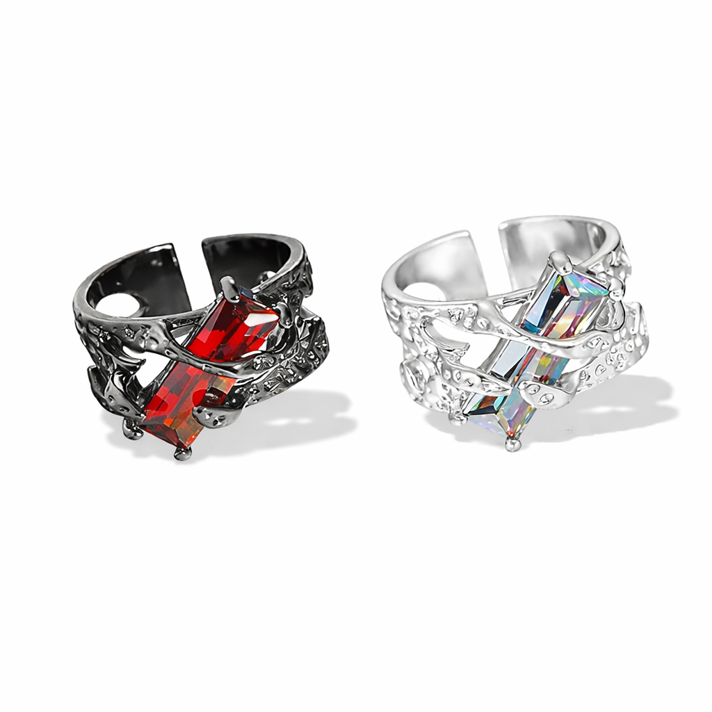 Gothic Lava Thorn Crystal Ring (ZX-108)
