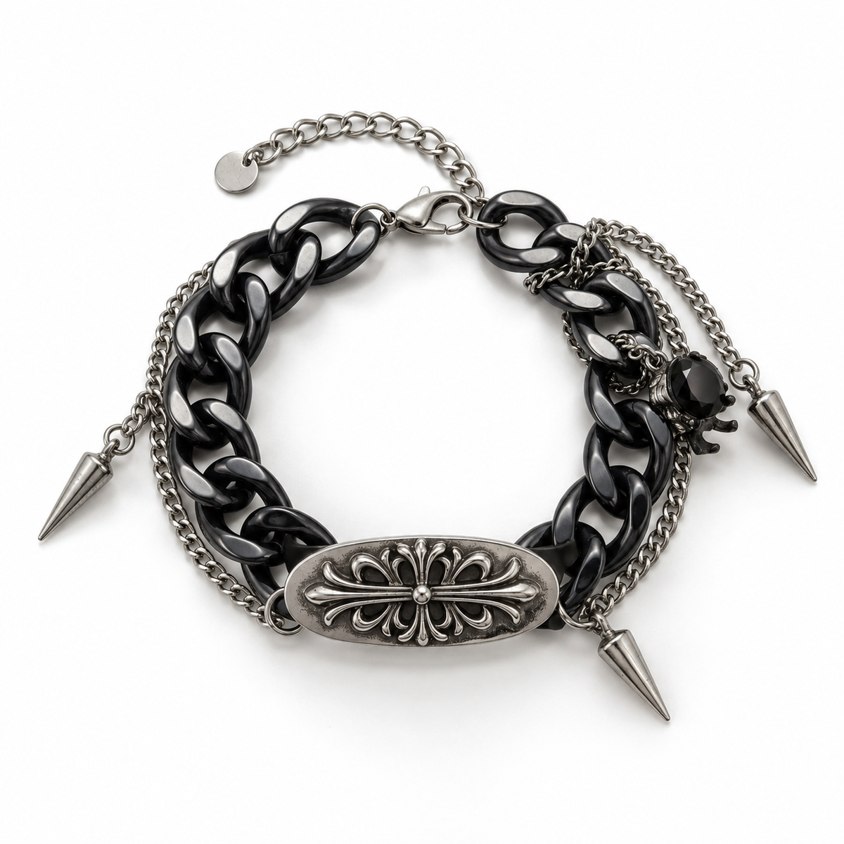 Obsidian Cross-Link Bracelet