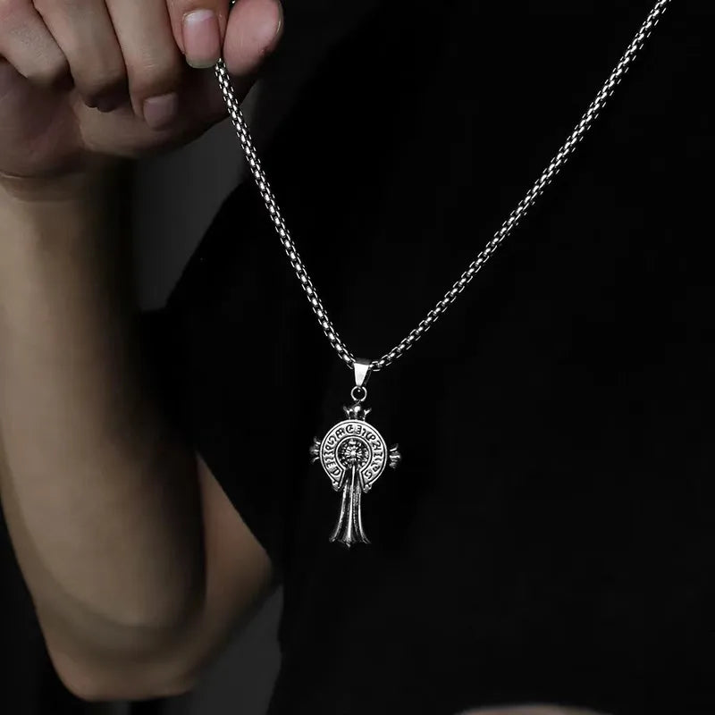 Engraved Cross Necklace Chrome Hearts (Chrome Hearts) (Code-ZX#850)
