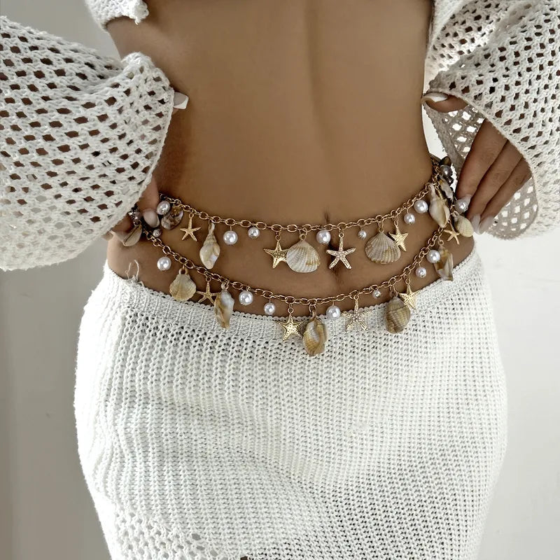 Beach Shell & Starfish Charm Waist Chain (Code: ZX#150)