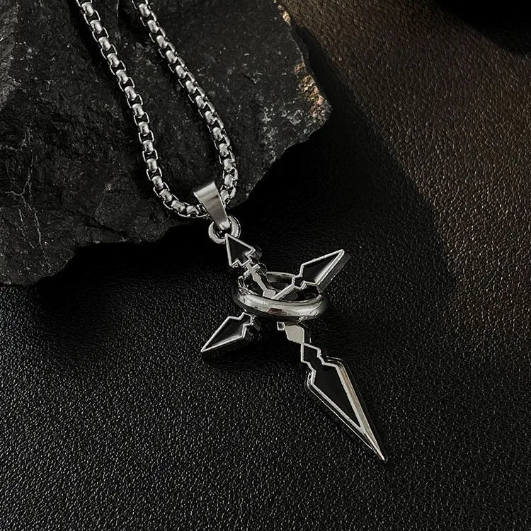 Obsidian Edge Cross Pendant (Code: ZX#180)