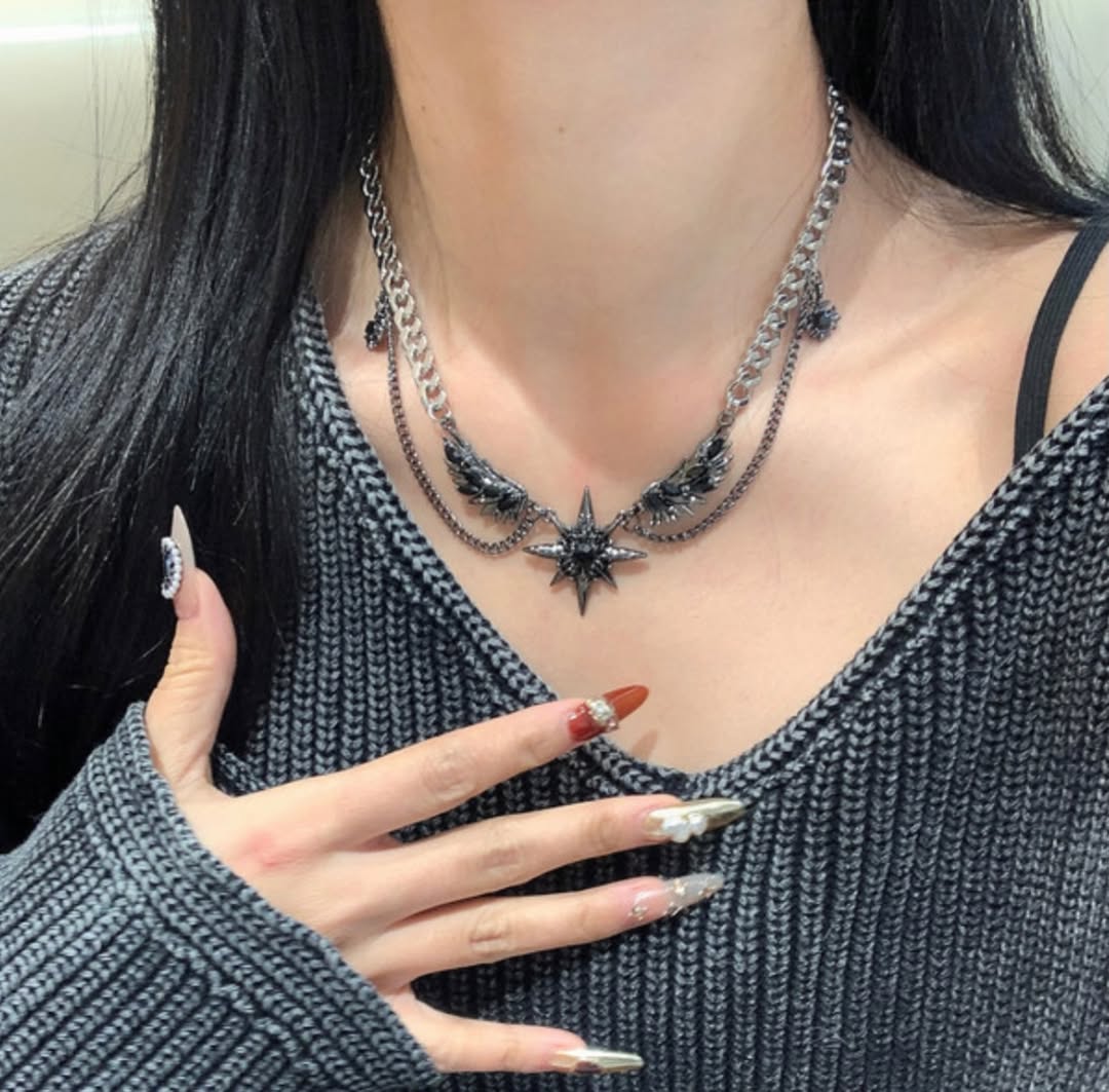 Silver Gothic Star Pendant(Code: ZX#205)