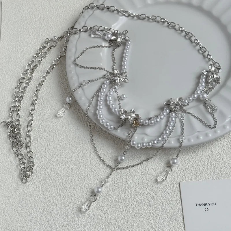 Pearl & Butterfly Drop Waist Chain (Code: ZX#146)