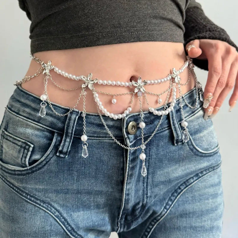 Pearl & Butterfly Drop Waist Chain (Code: ZX#146)